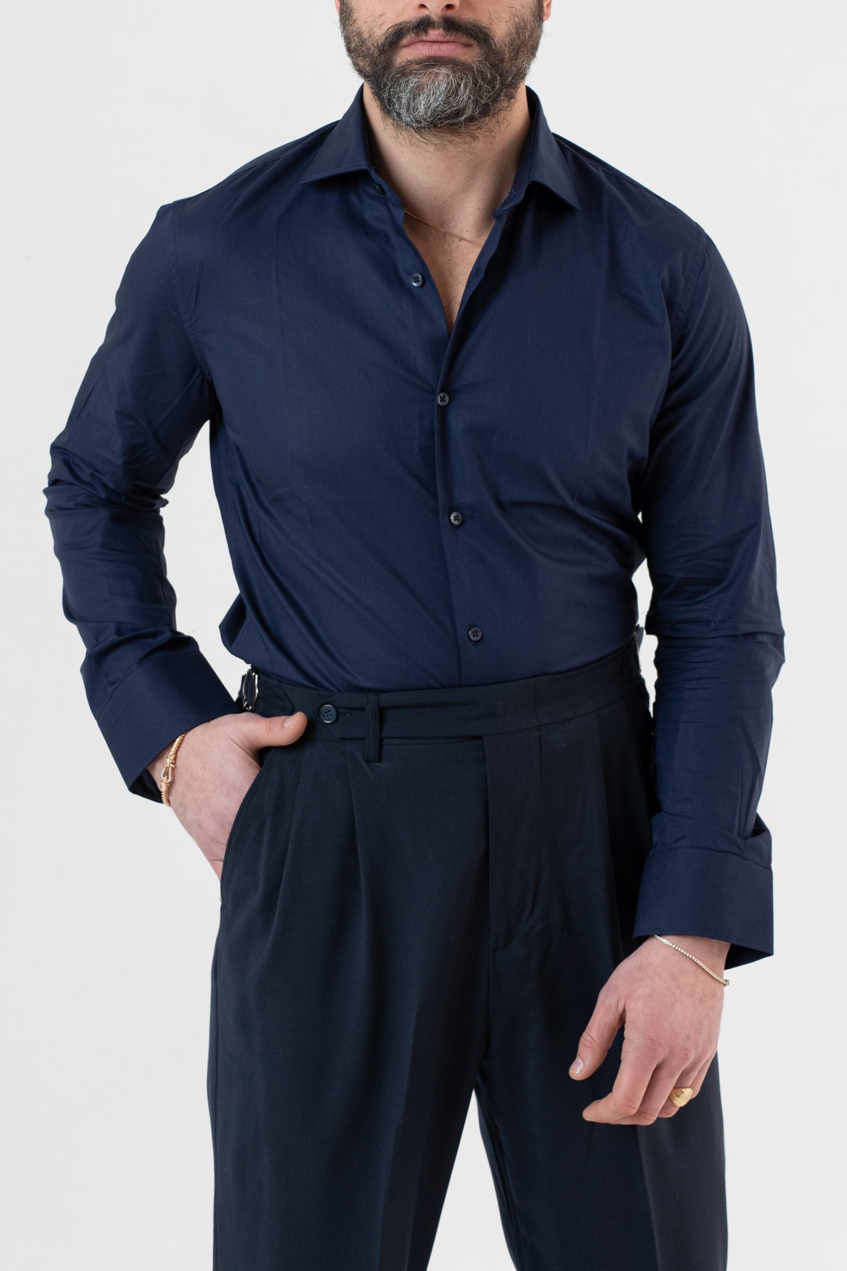 Camicia Collo Francese Blu