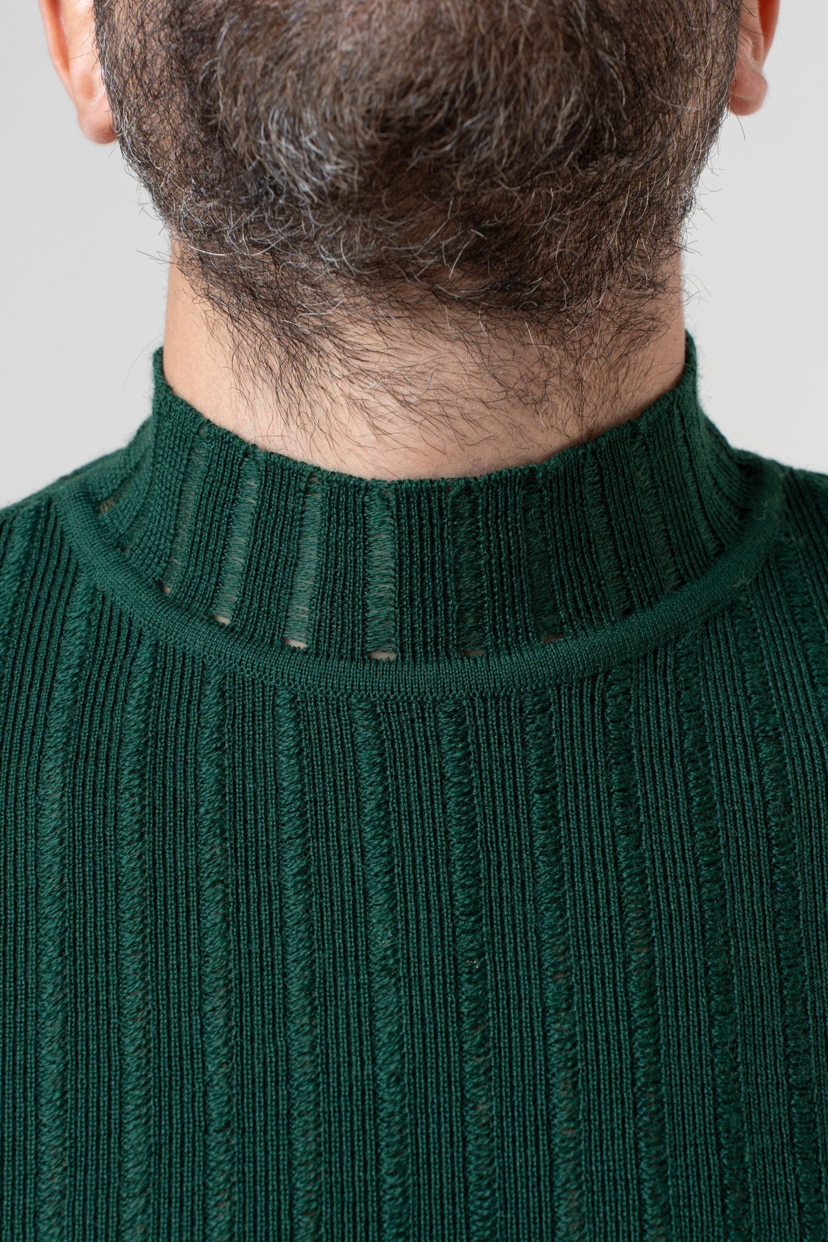 T-Shirt Mezzocollo a Costina Verde