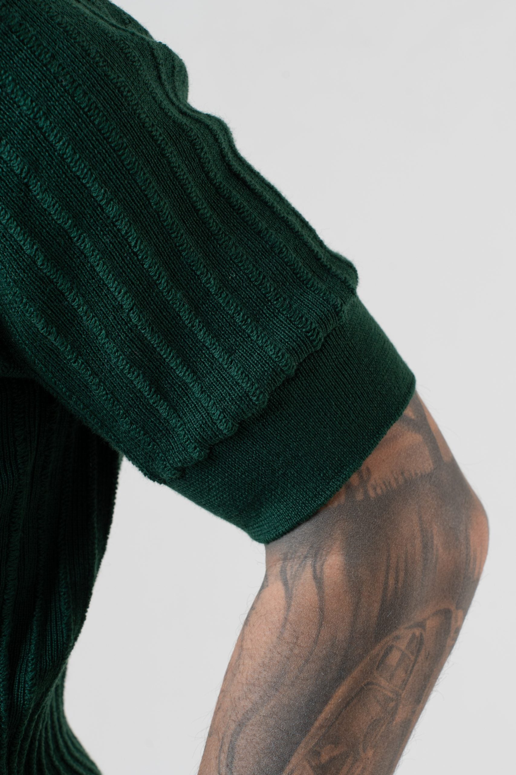 T-Shirt Mezzocollo a Costina Verde