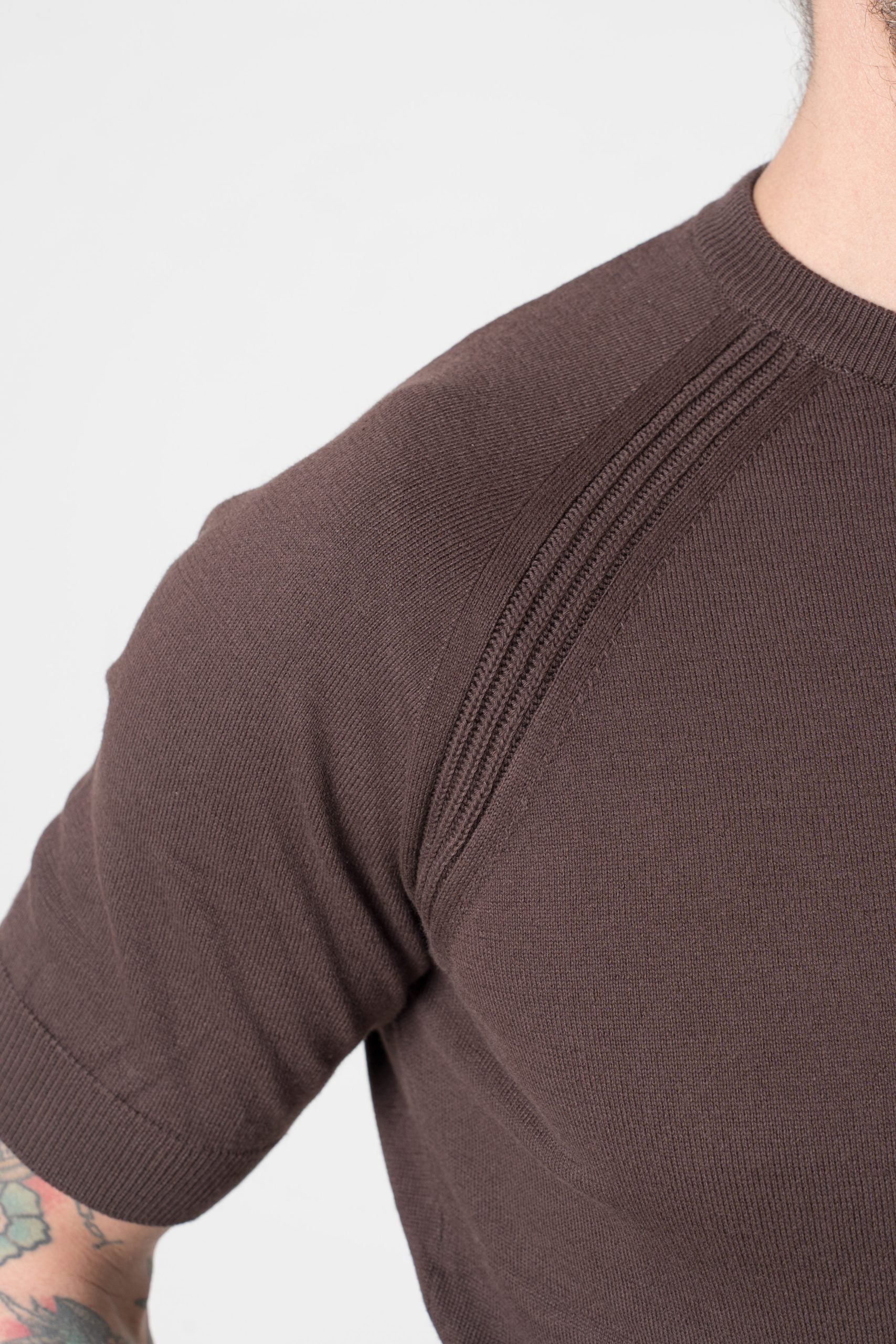 T-Shirt in Filo Manica Raglan Cacao
