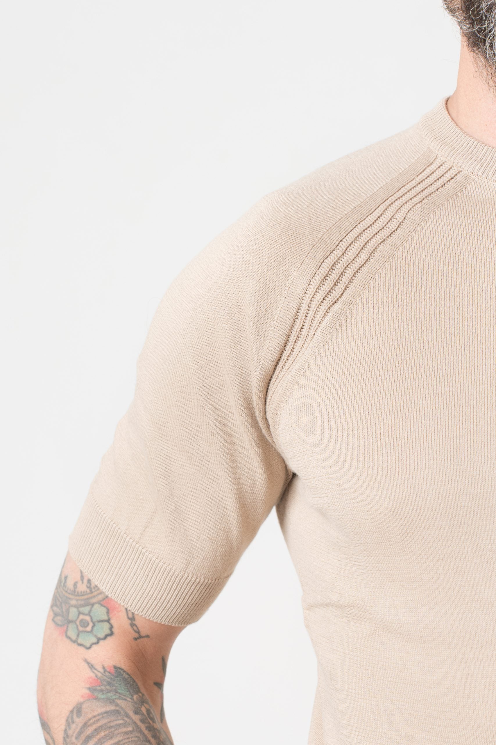 T-Shirt in Filo Manica Raglan Beige