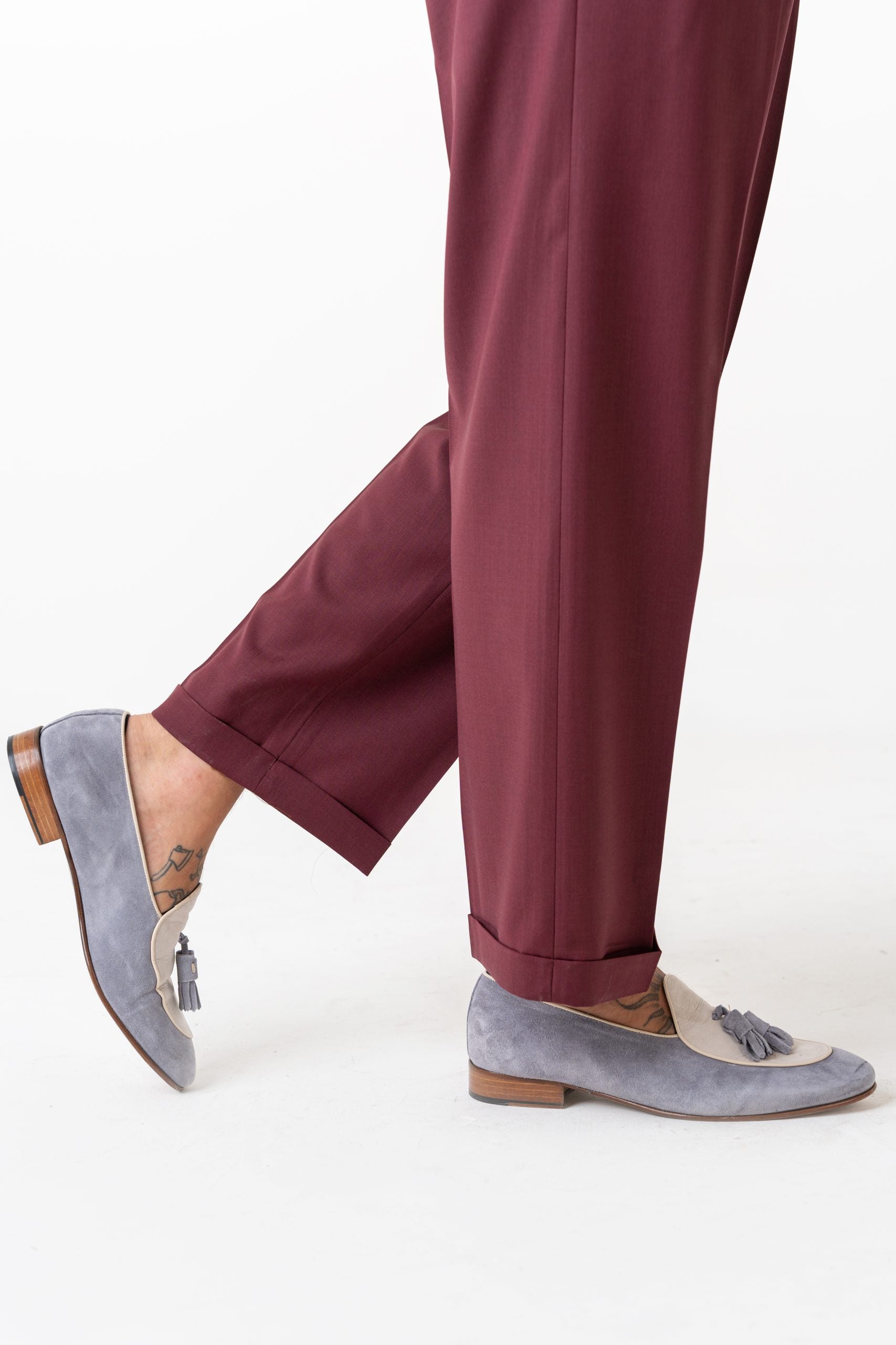 Pantalone Fondo Ampio con Passanti Amaranto Firenze