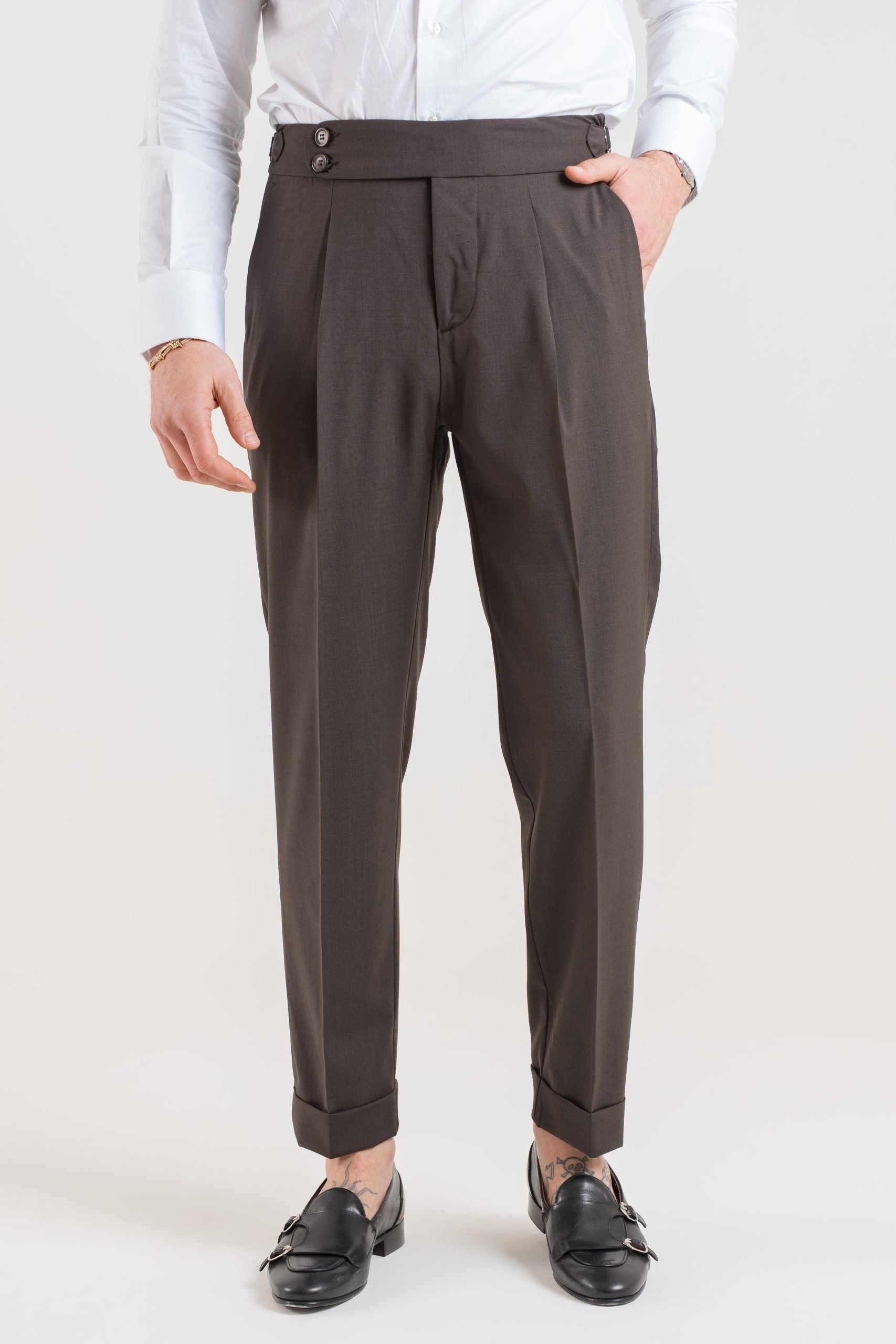 Pantalones bustier redondos color marrón oscuro Siena