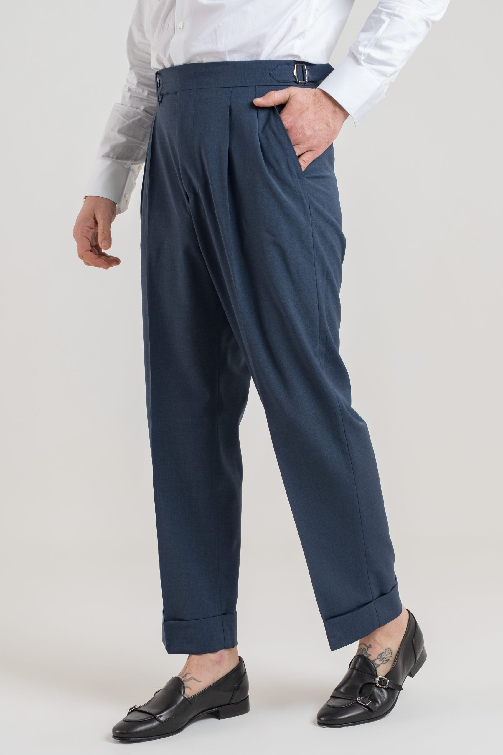 Pantalone Fondo Ampio e Fibbie Laterali Indaco St. Barth