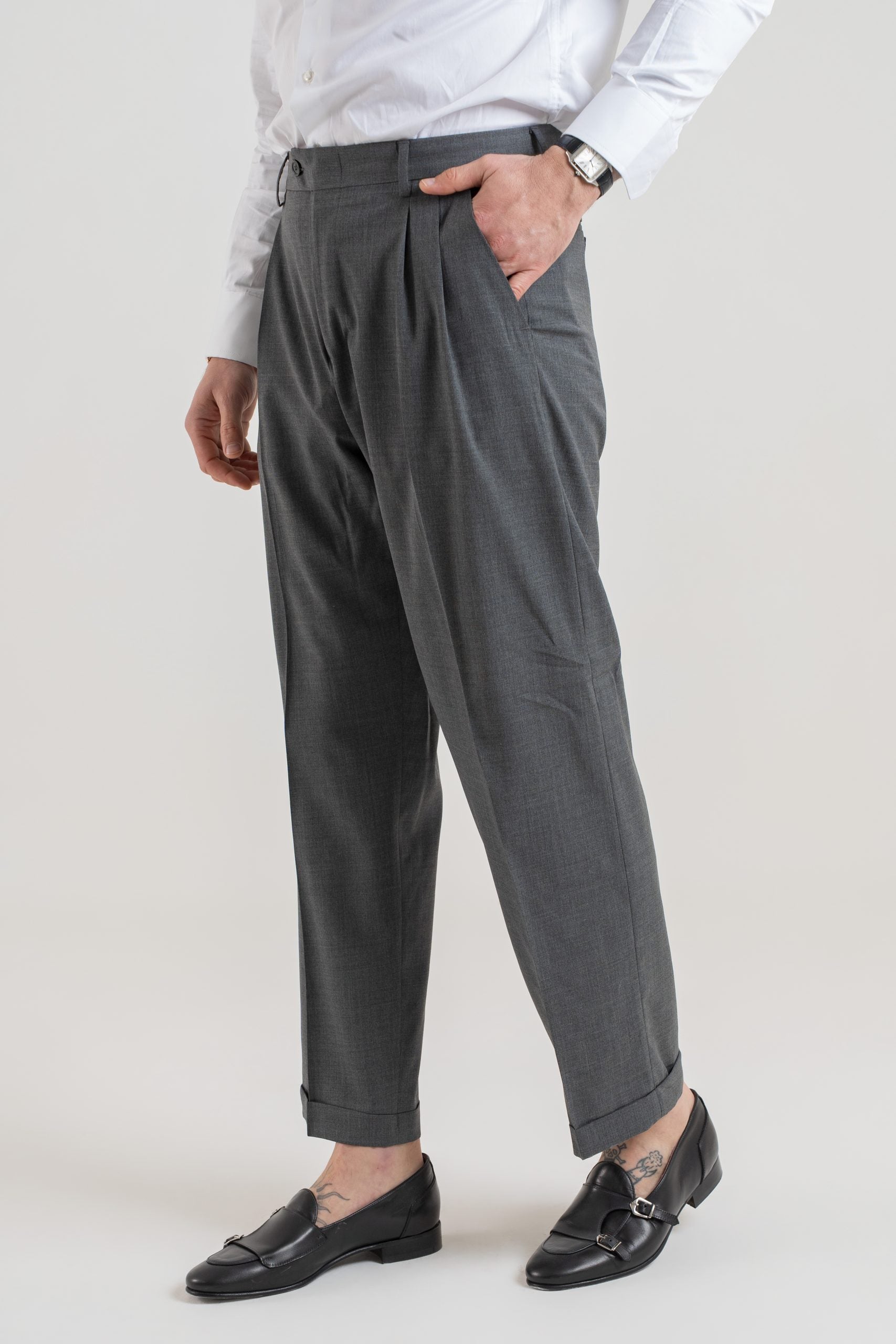 Pantalone Fondo Ampio con Passanti Piombo Copenaghen