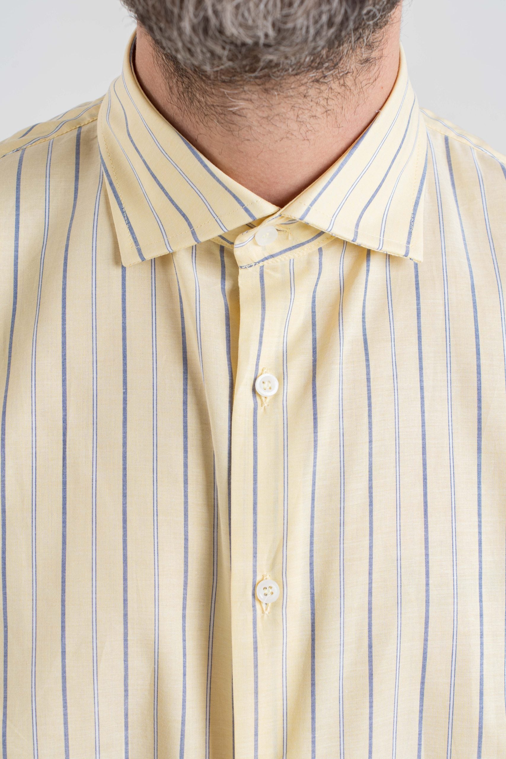 Camisa de algodón amarilla y azul de gran tamaño