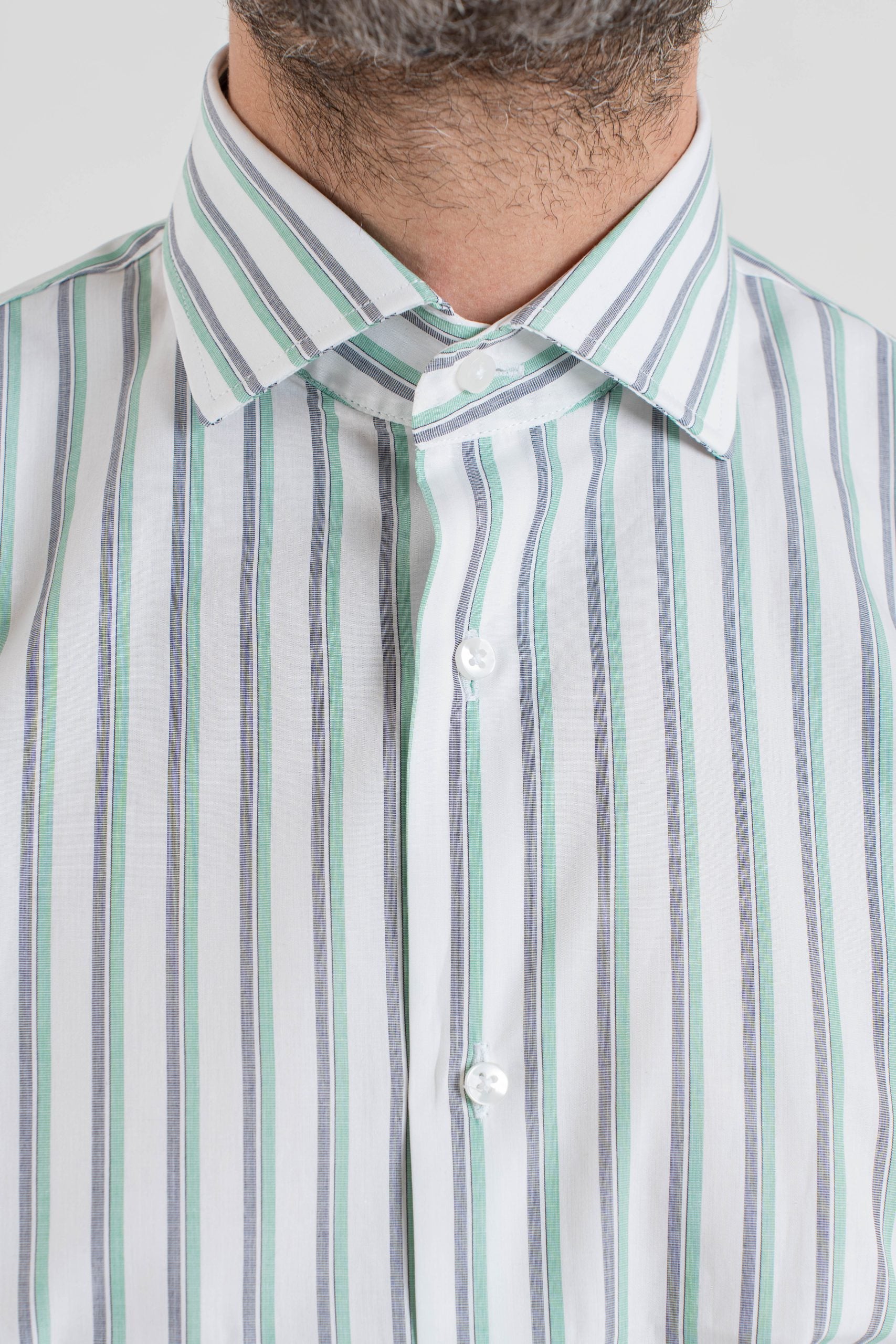 Camicia Collo Francese Bicolor Verde
