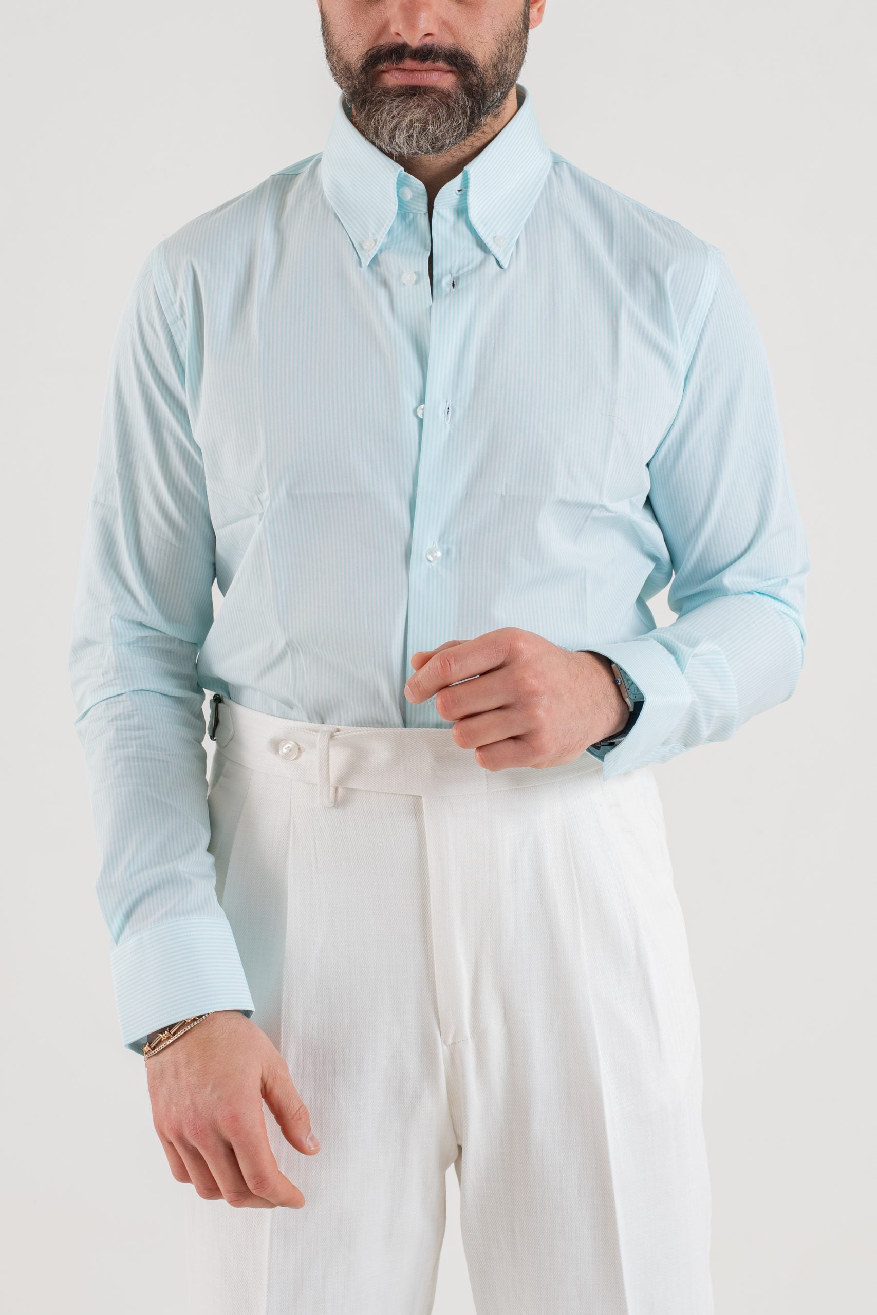 Camicia Riga Azzurra con collo Button Down