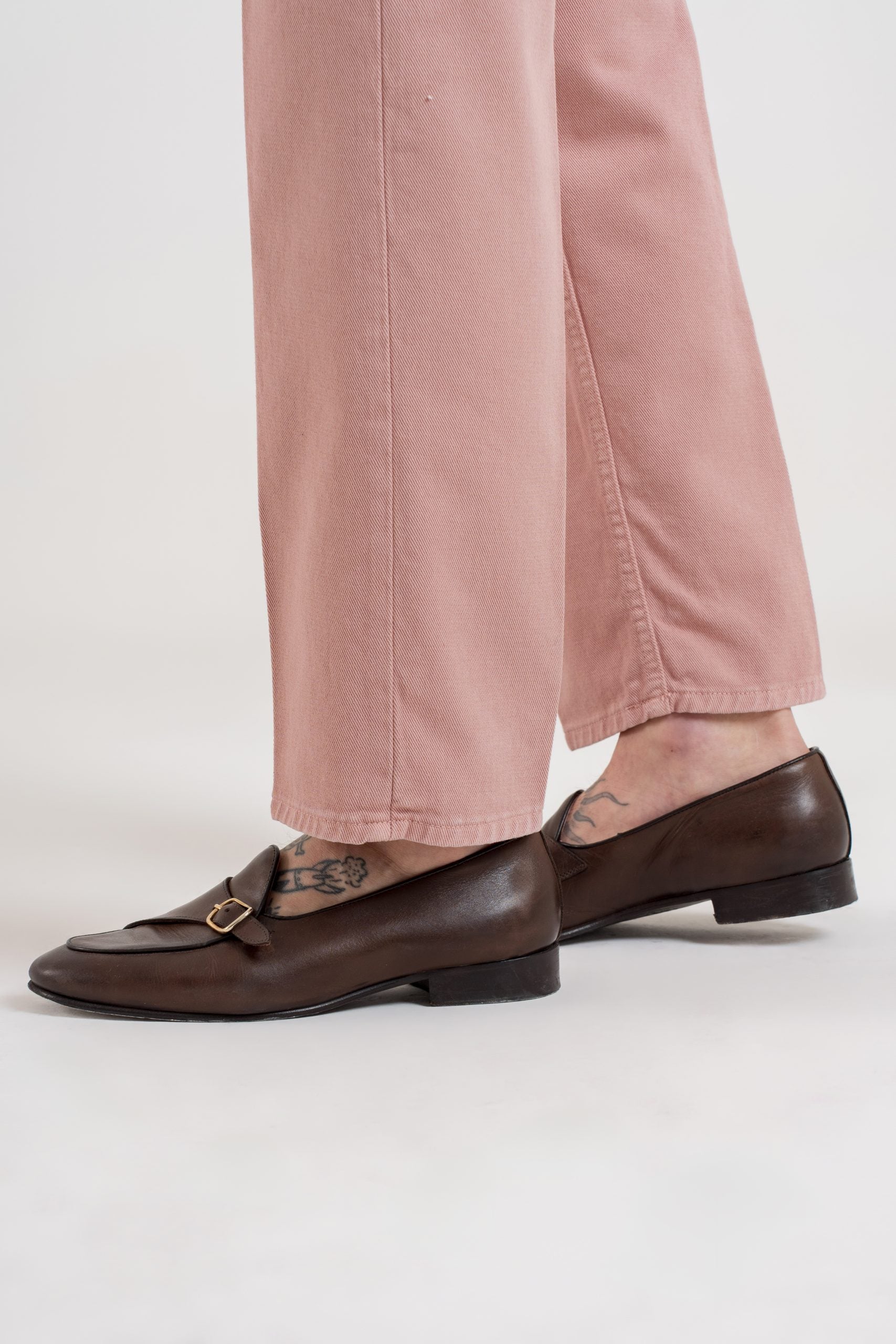 Jeans Vita Alta Fondo Ampio Rosa