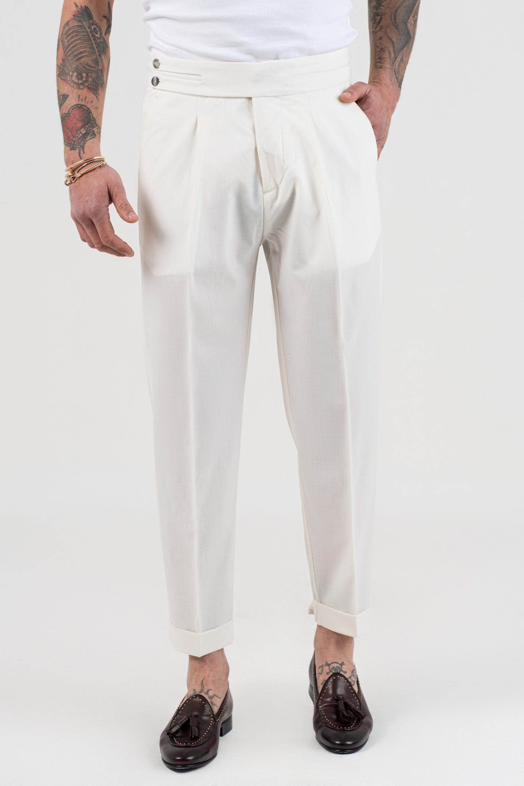 Pantalones bifurcados Mykonos blancos mate