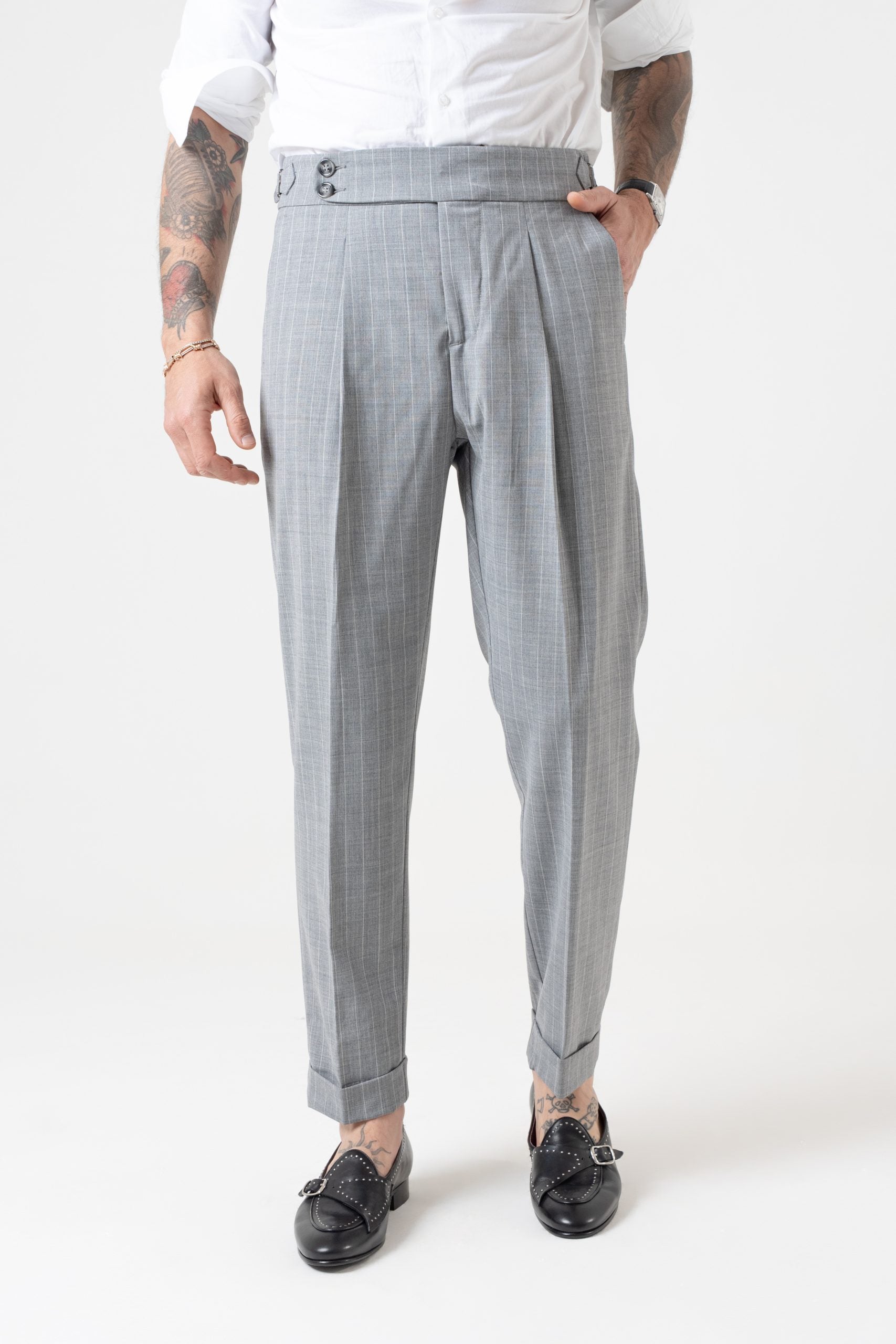 Pantalone con Bustino Tondo Gessato Grigio Milano Marittima