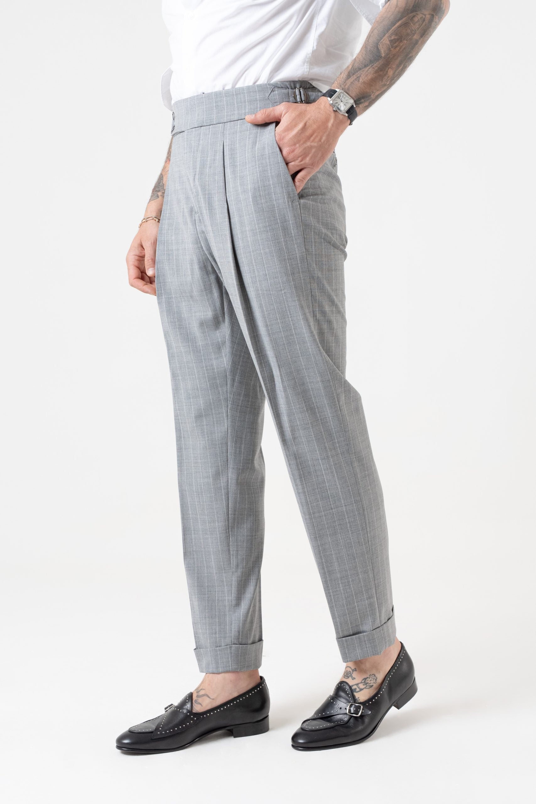 Pantalone con Bustino Tondo Gessato Grigio Milano Marittima