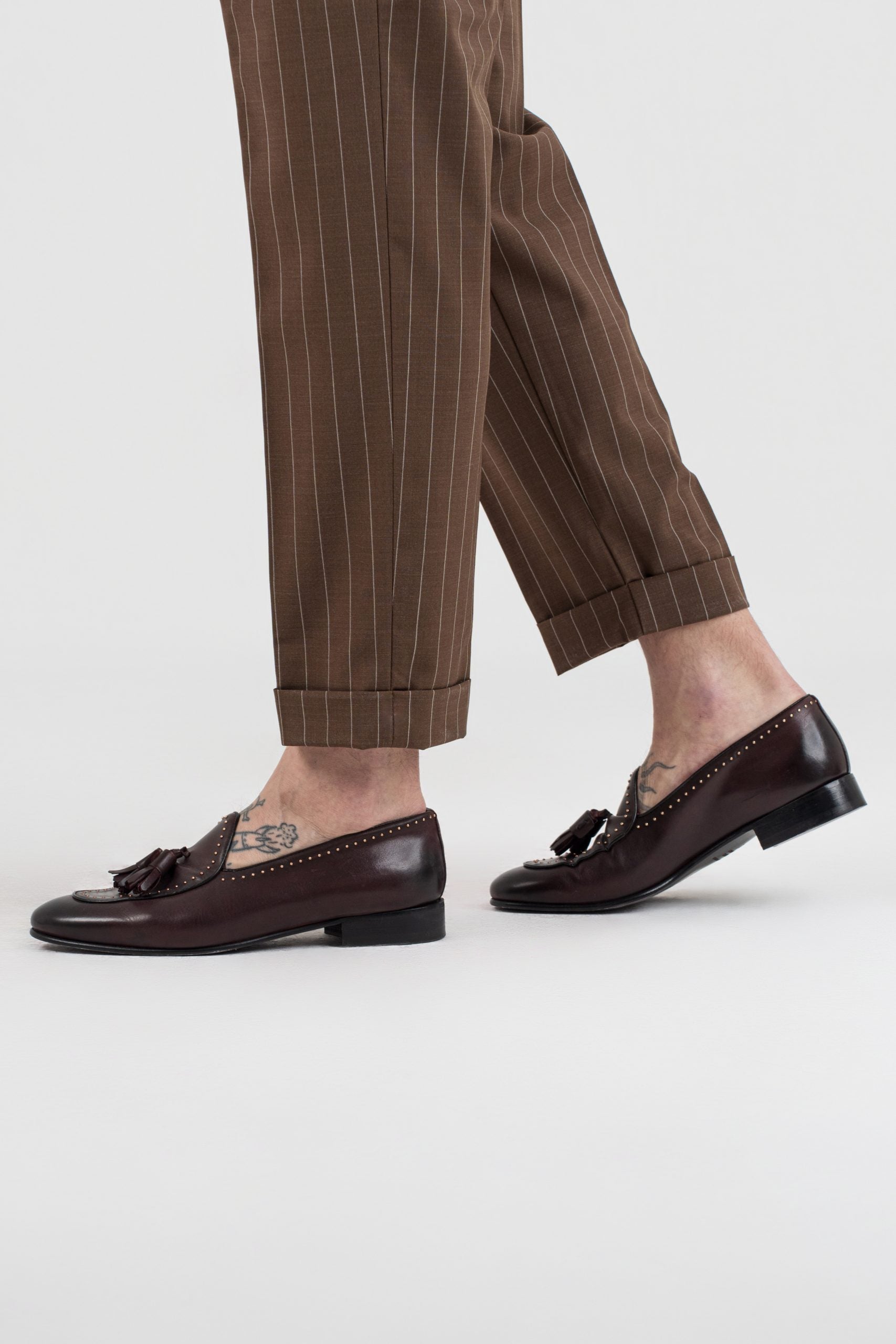 Portofino Dark Brown Pinstriped Bifurcated Trousers