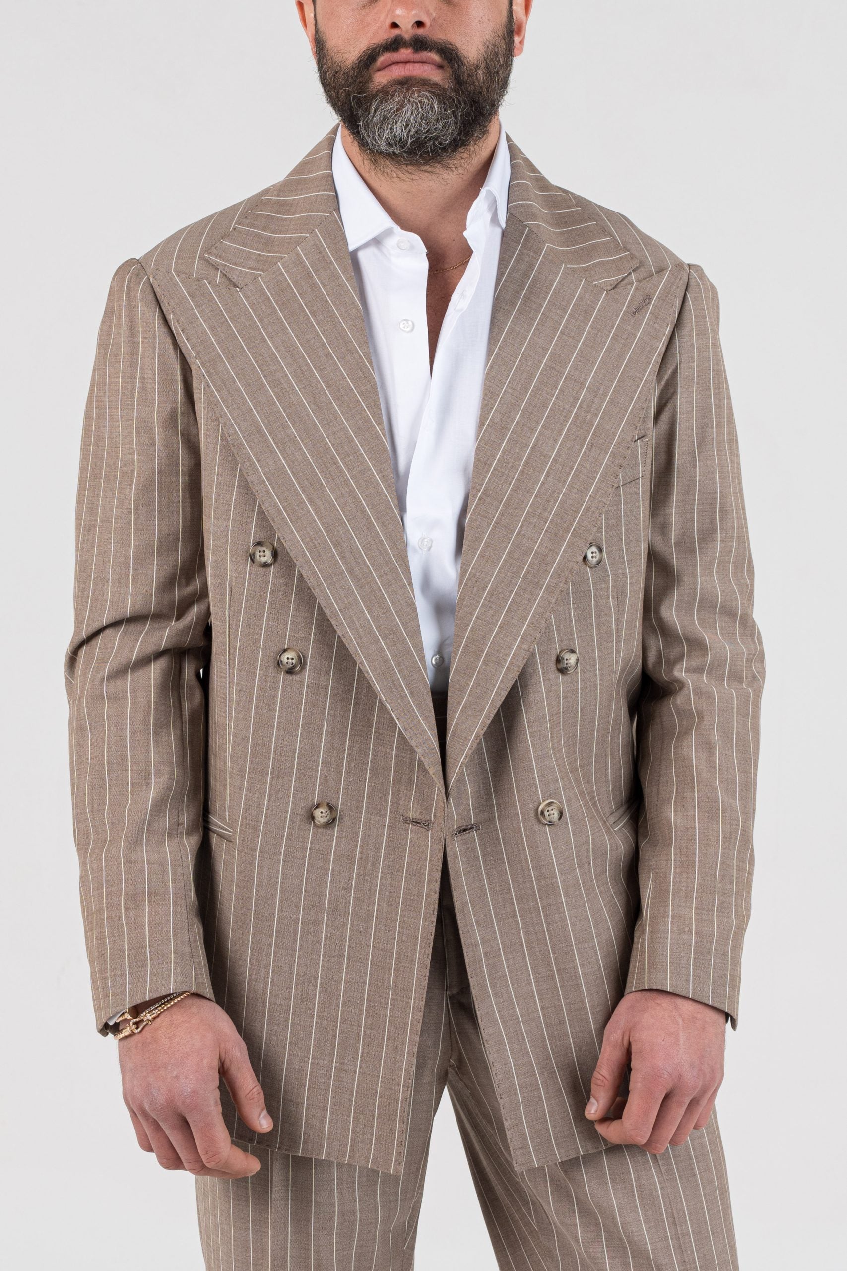 Giacca Jocket Gessato Beige Porto Rotondo