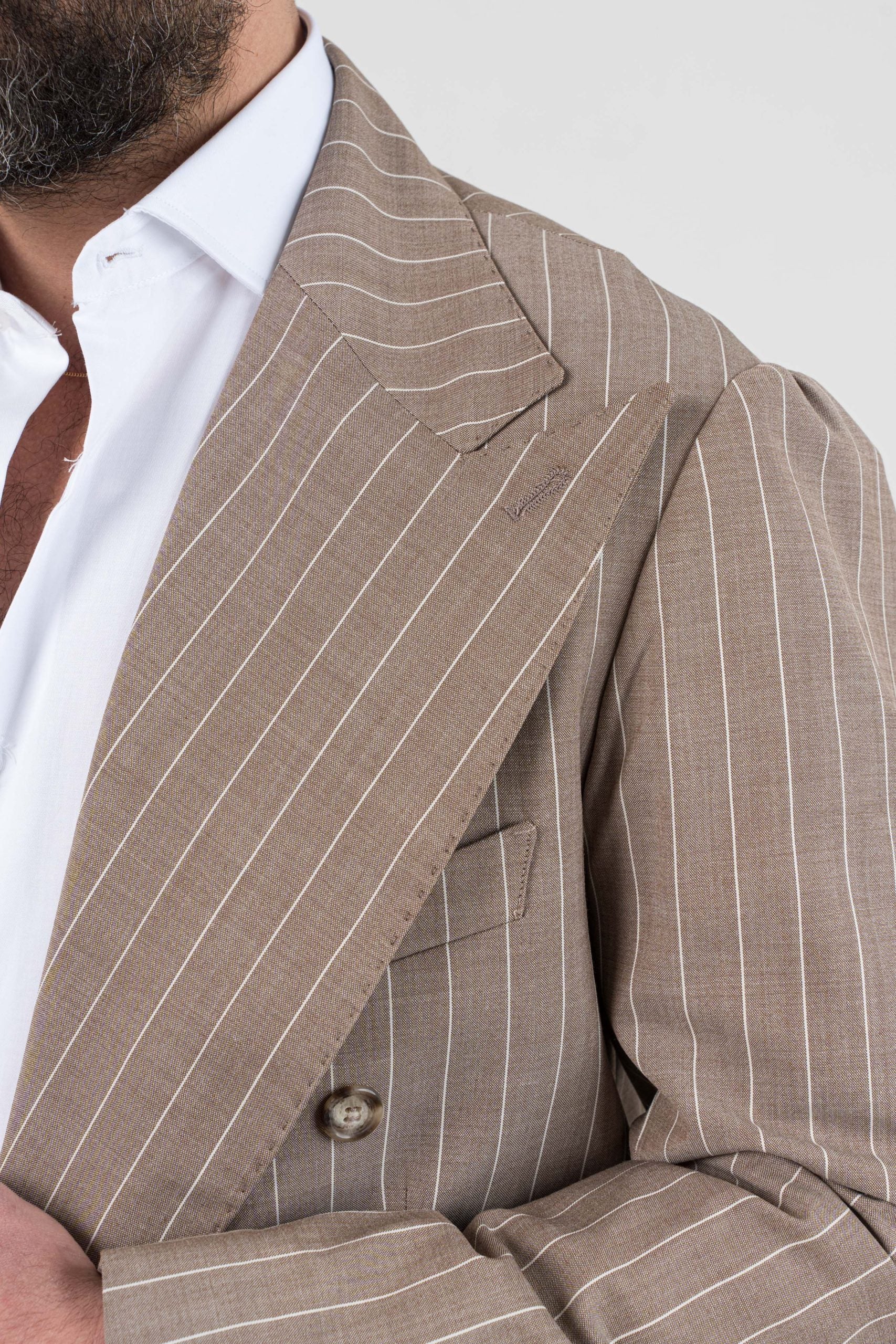 Giacca Jocket Gessato Beige Porto Rotondo