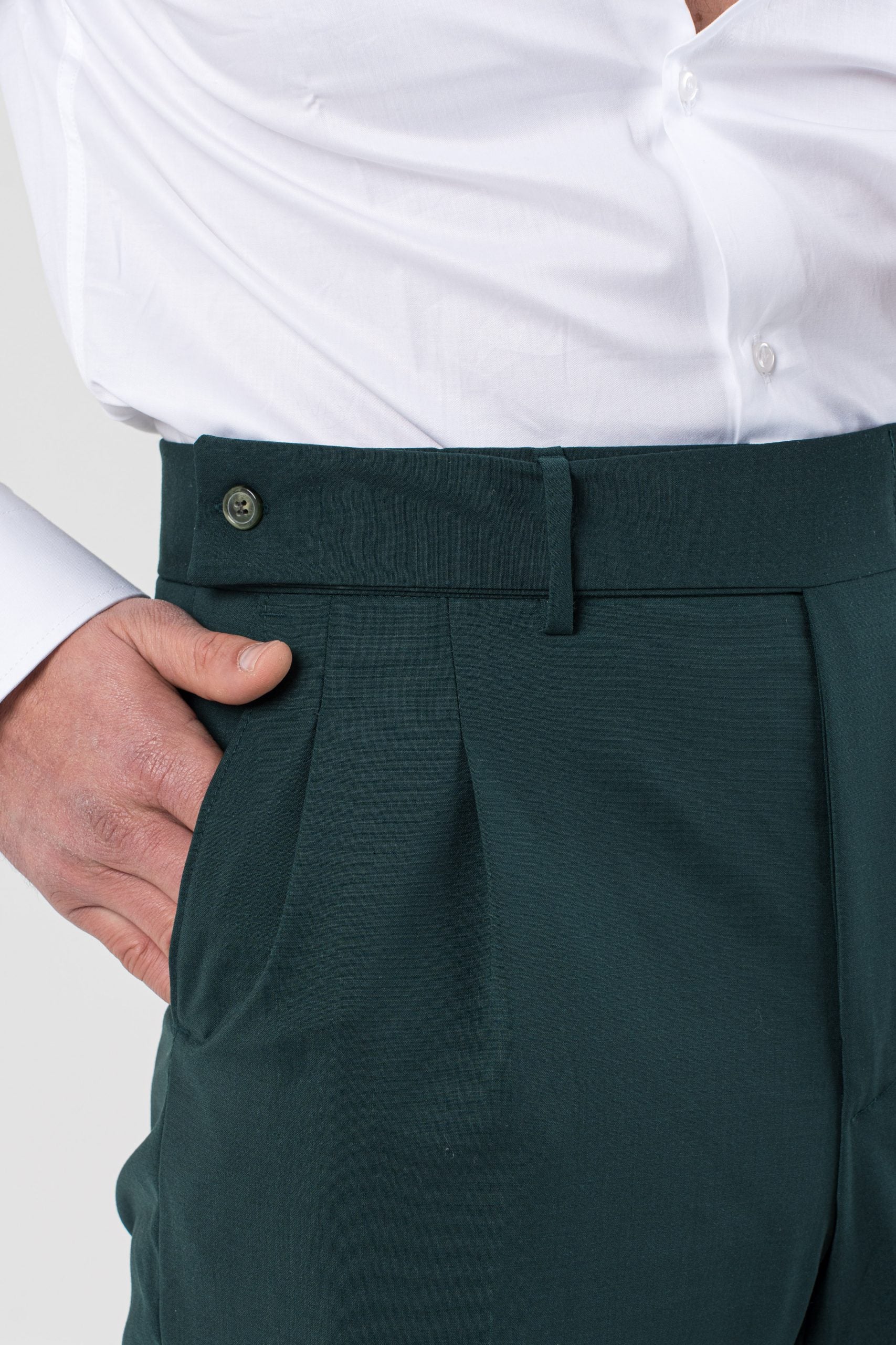 Emerald Green Long Belt Trousers Miami