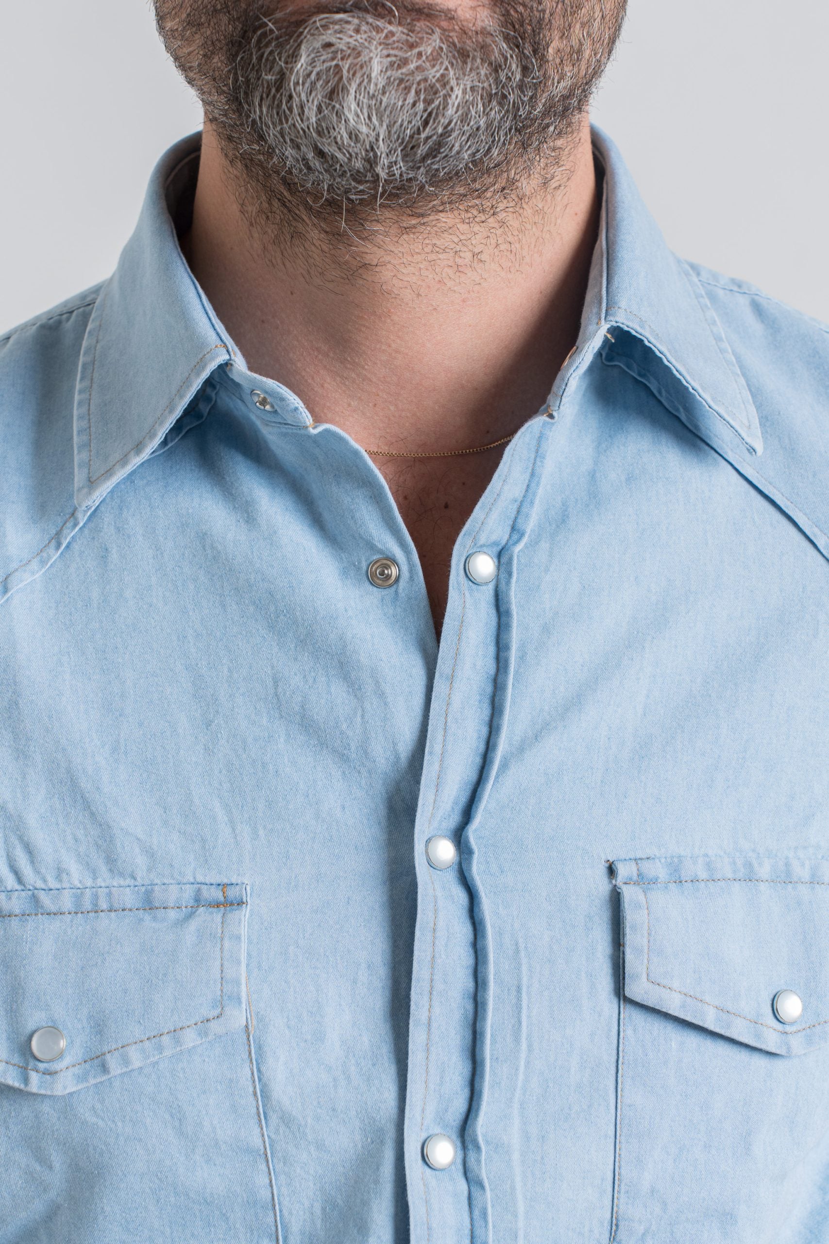 Camicia Texana in Denim Lavaggio Chiaro