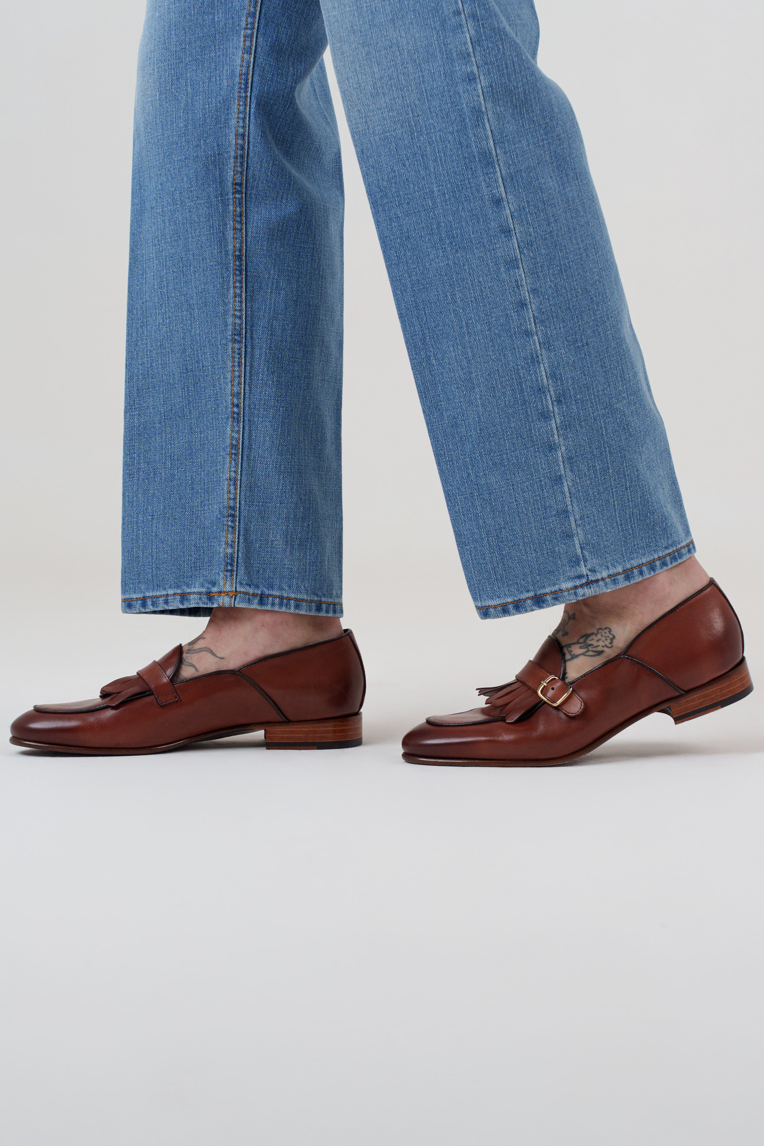 Jeans Vita Alta Fondo Ampio Lavaggio Chiaro