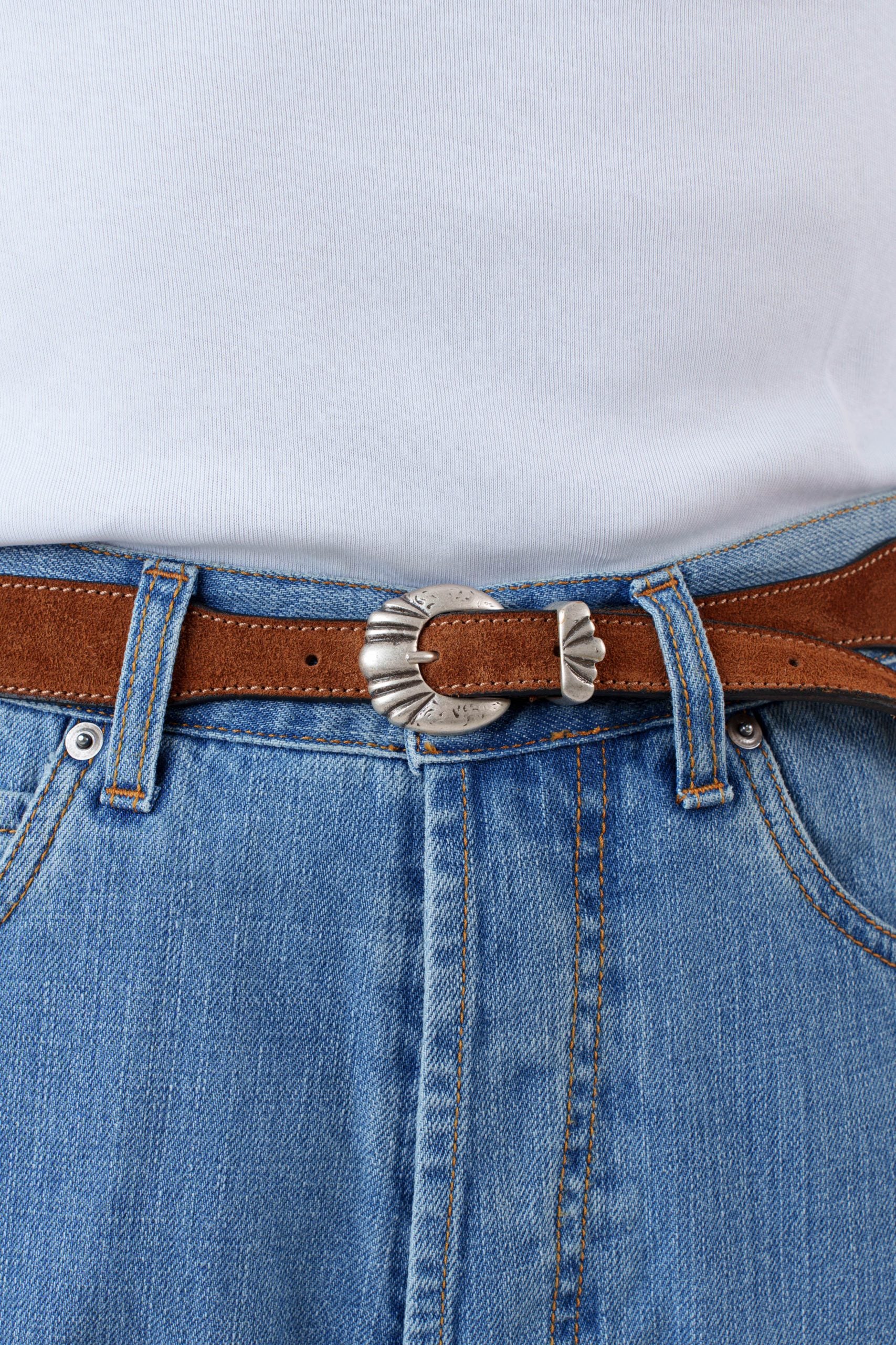 Cintura Native in Pelle Scamosciata Cuoio