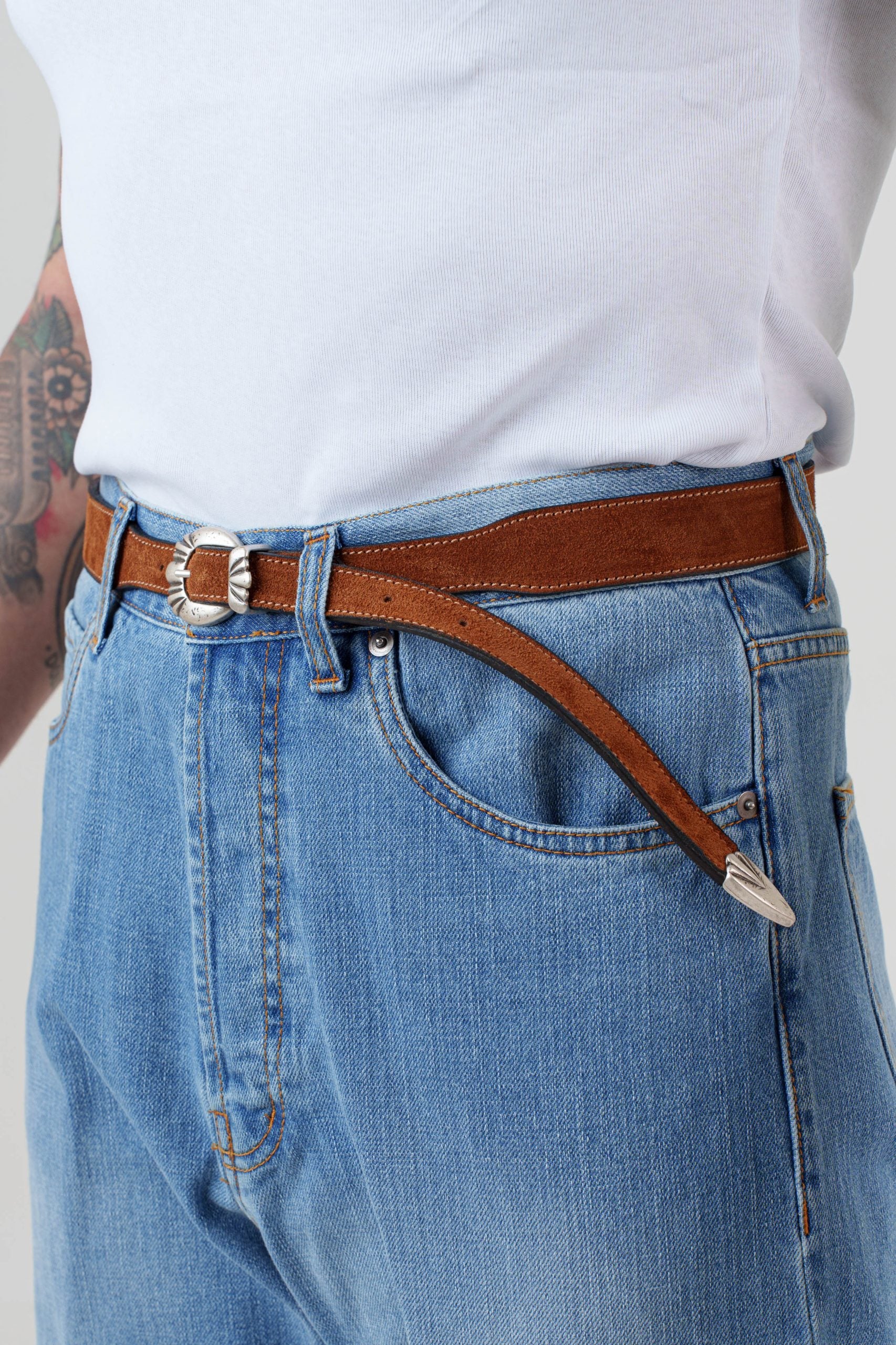 Cintura Native in Pelle Scamosciata Cuoio