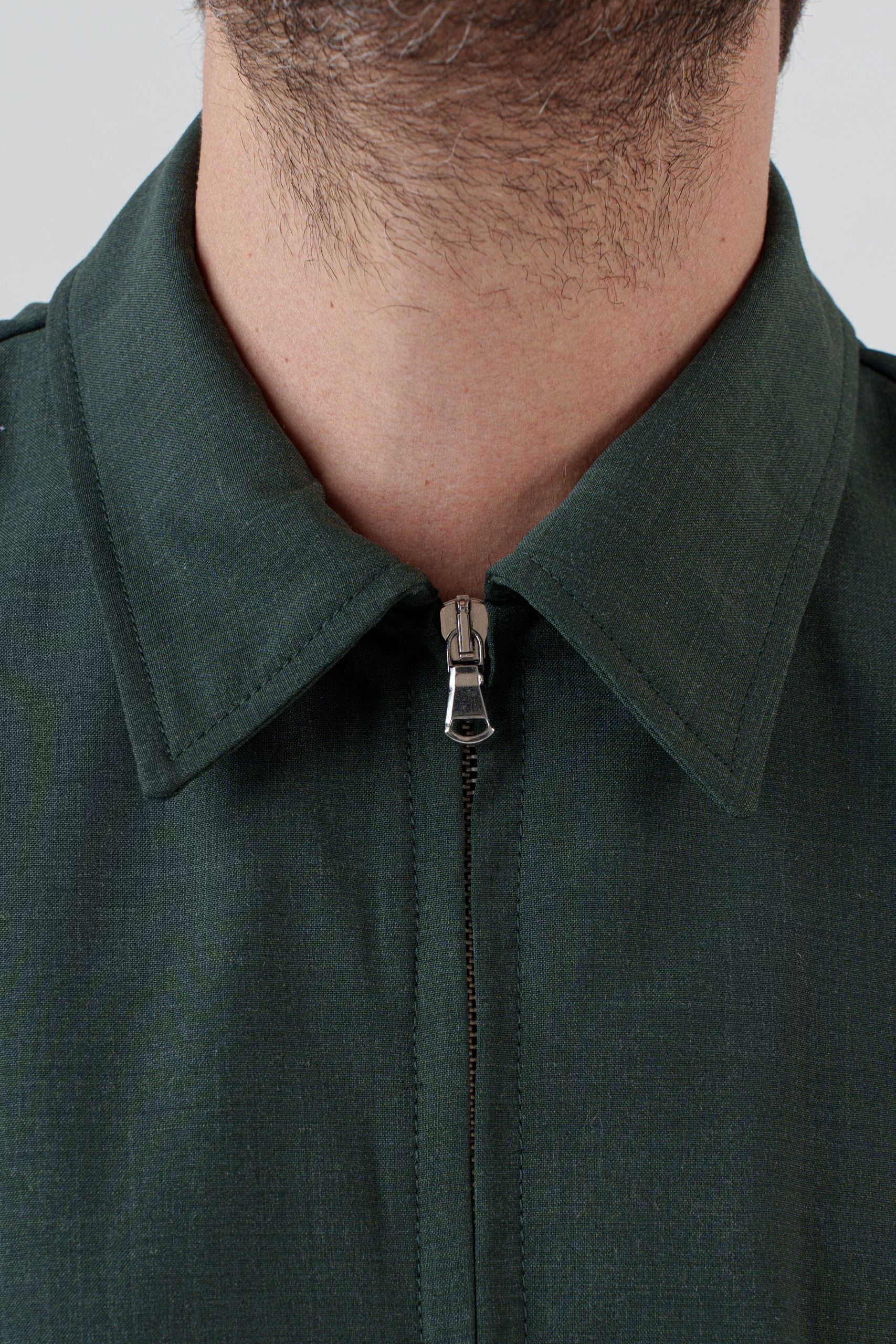 Bomber in Fresco Lana Verde Bosco Cannes