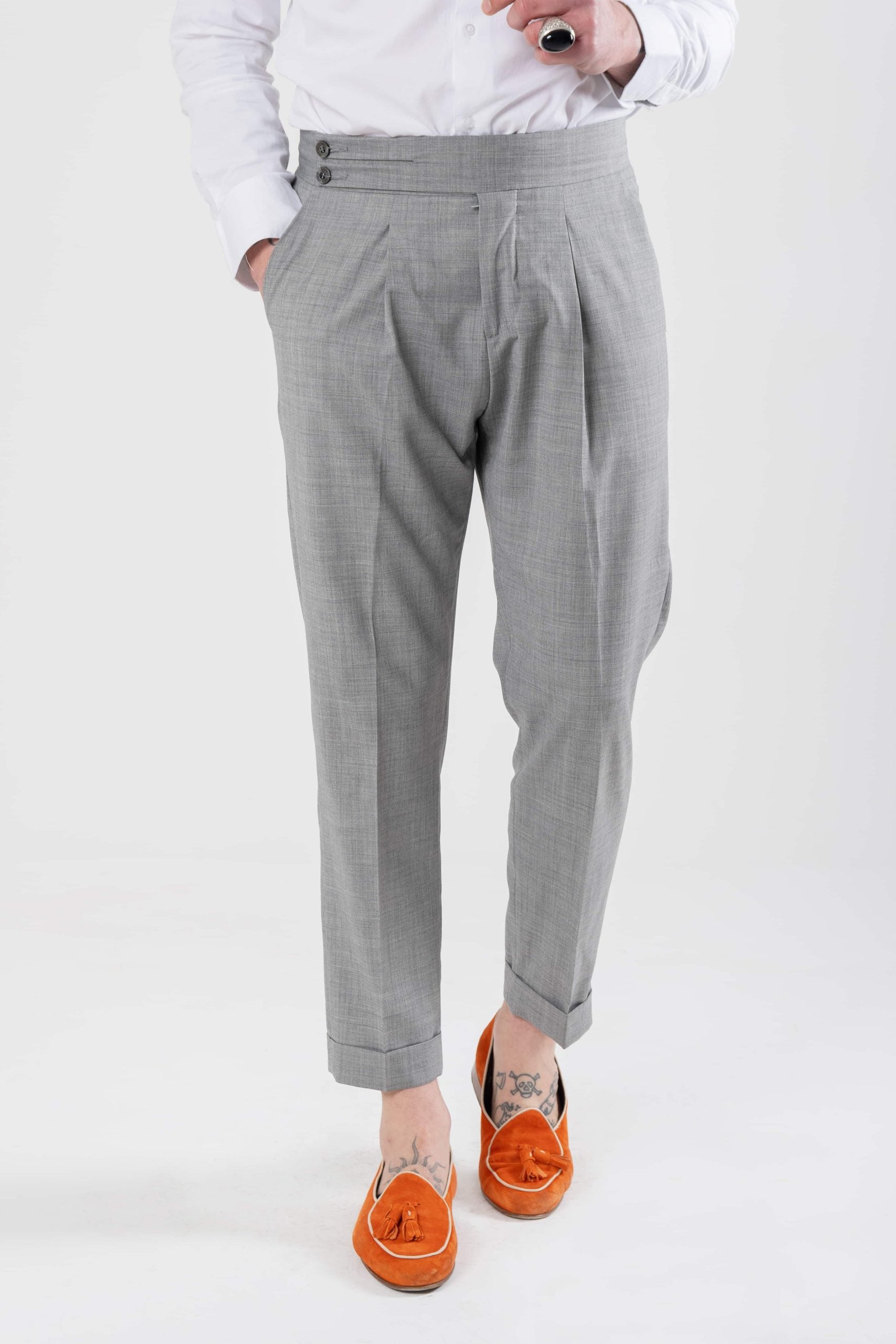 Pantalones bifurcados grises de Wall Street