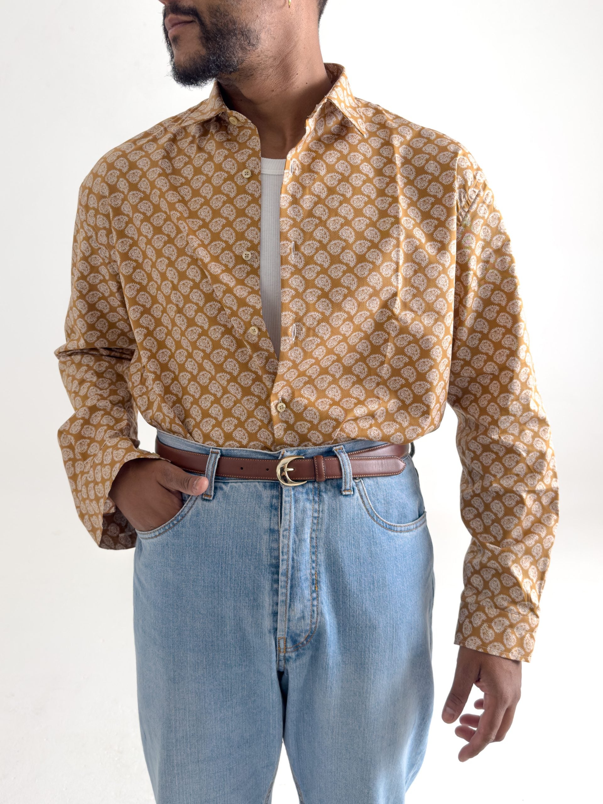 Camicia Oversize fantasia Bandana Ocra