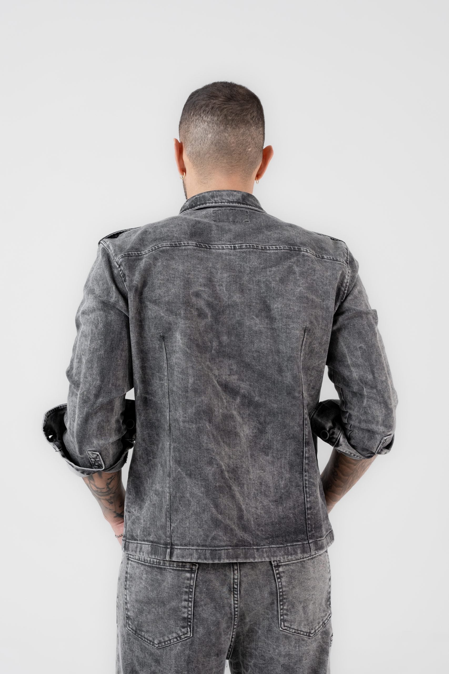 Giacchetto di Jeans Grigio Marmorizzato