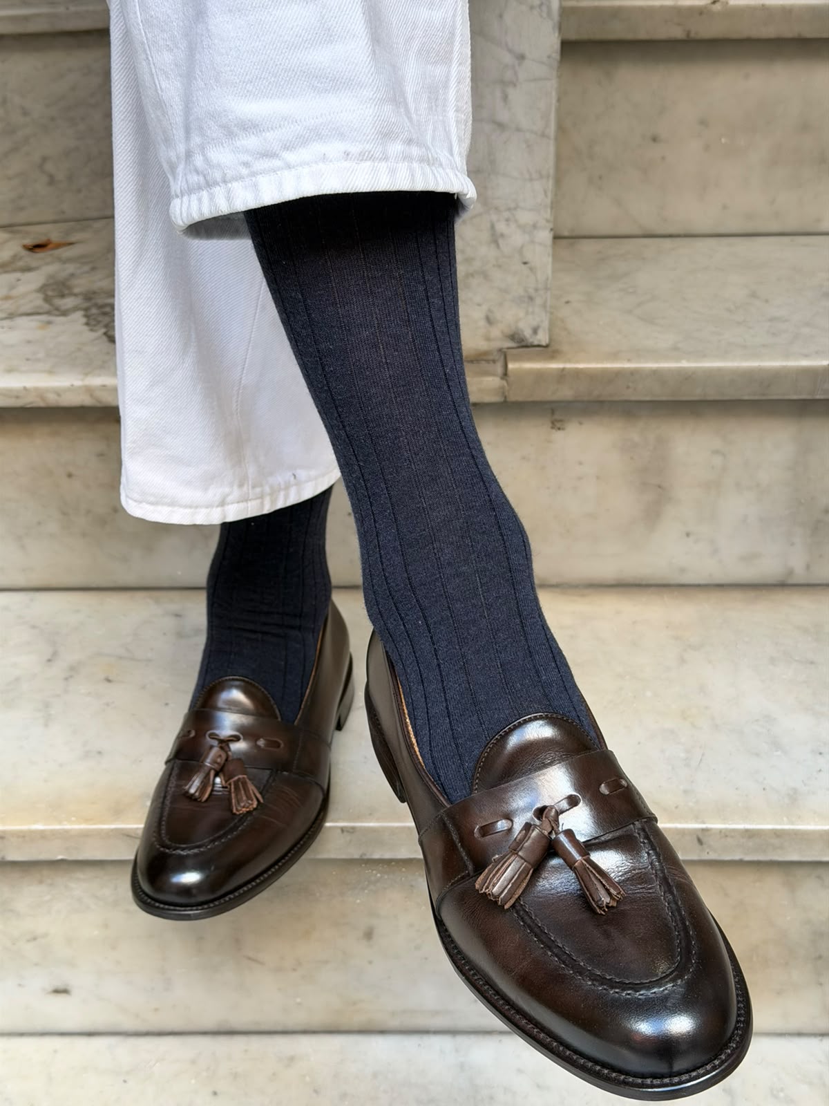 Two-tone Bordeaux and Blue Scottish Thread Sock