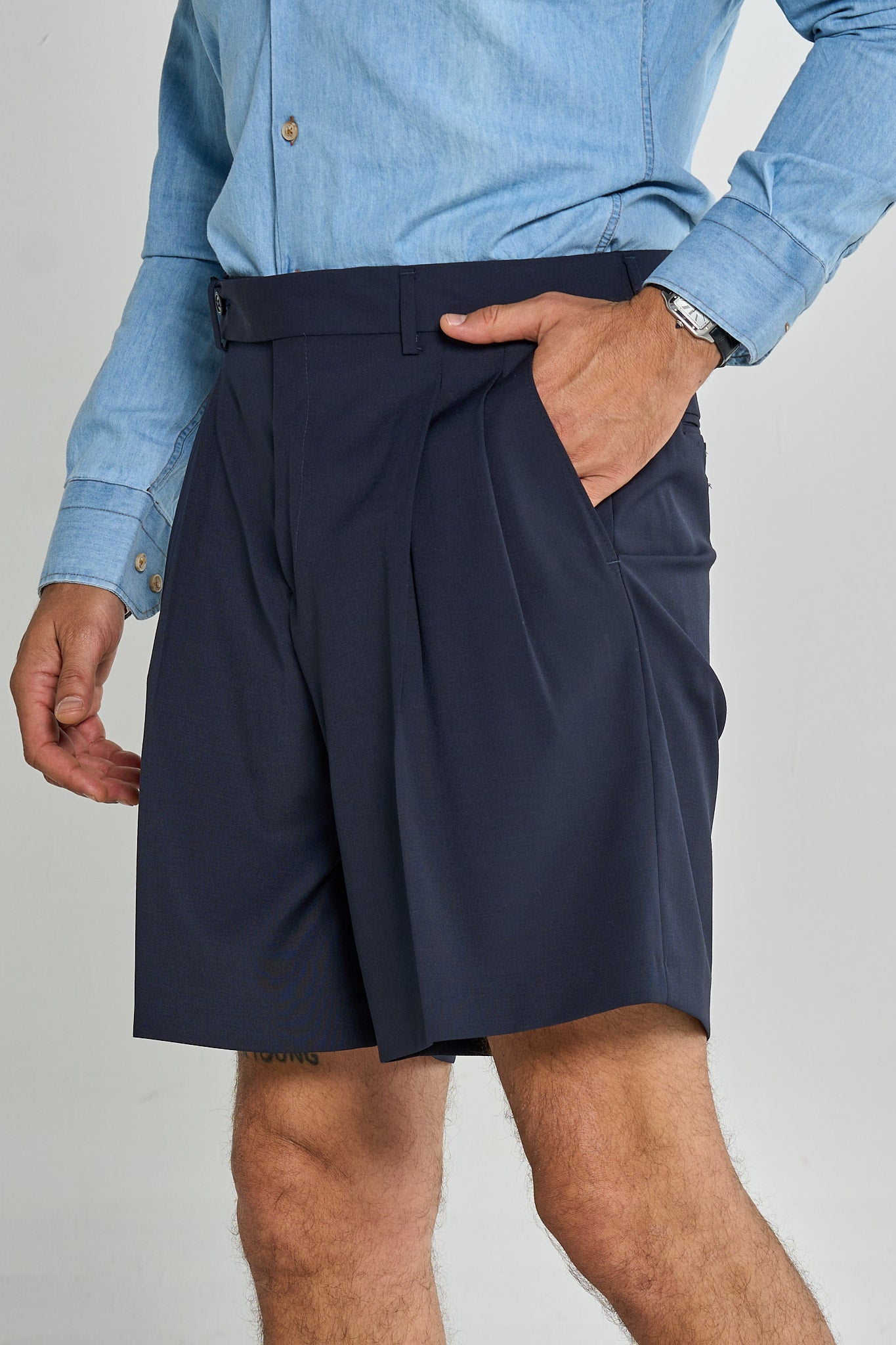 Bermuda Cinta Lunga con Passanti Blu Napoli