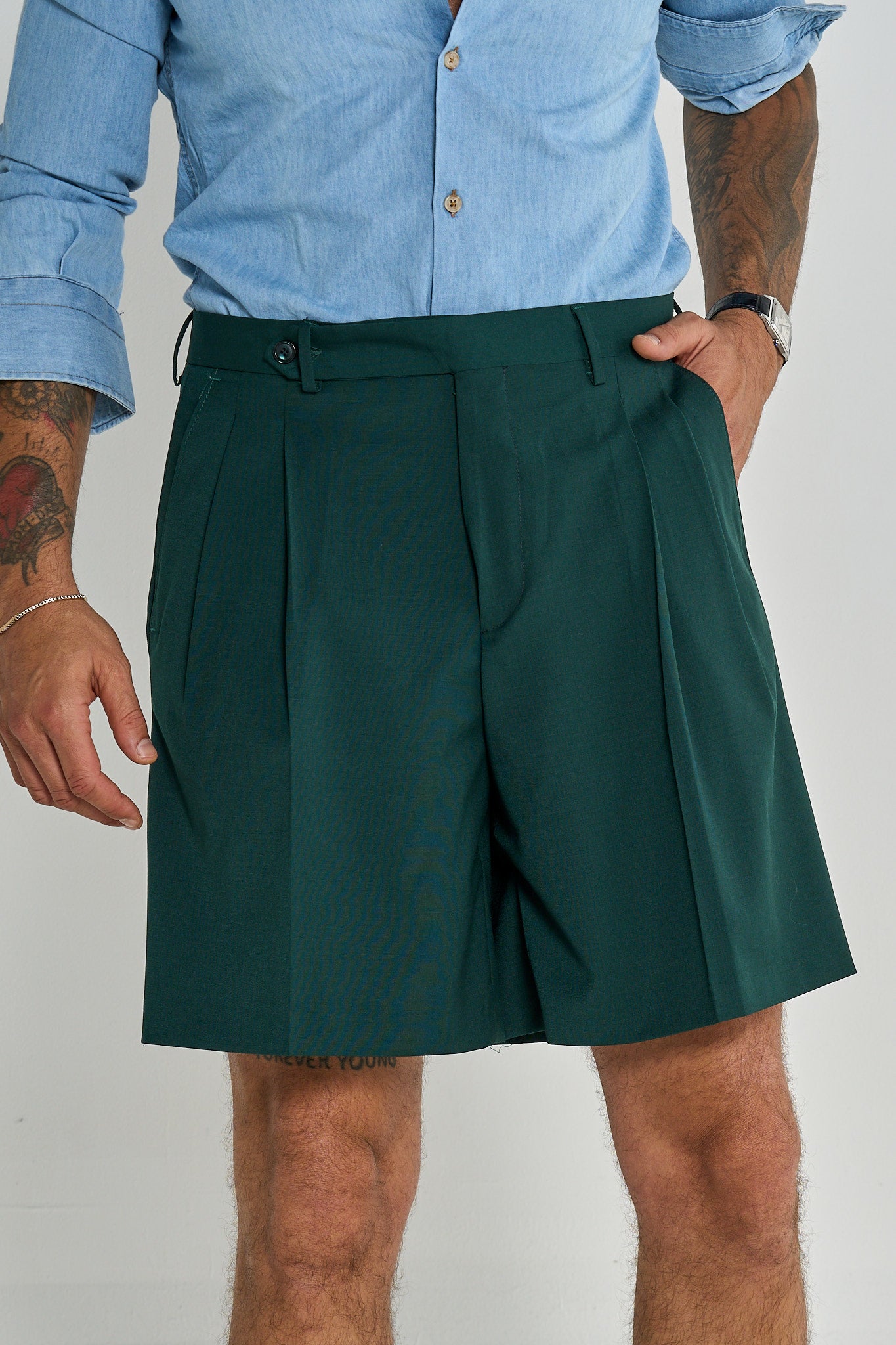 Bermuda Cinta Lunga con Passanti Verde Smeraldo Miami