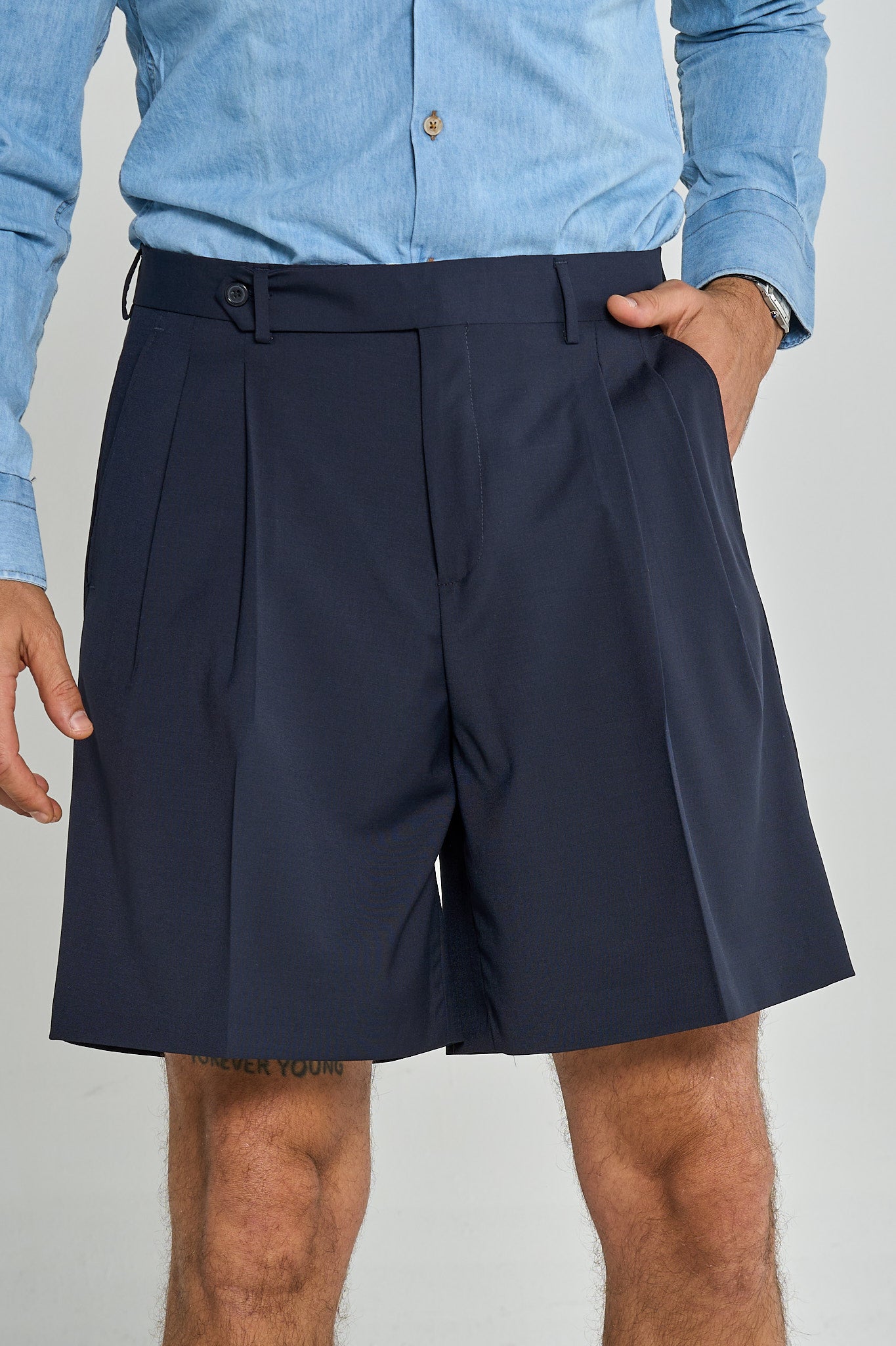 Bermuda Cinta Lunga con Passanti Blu Napoli