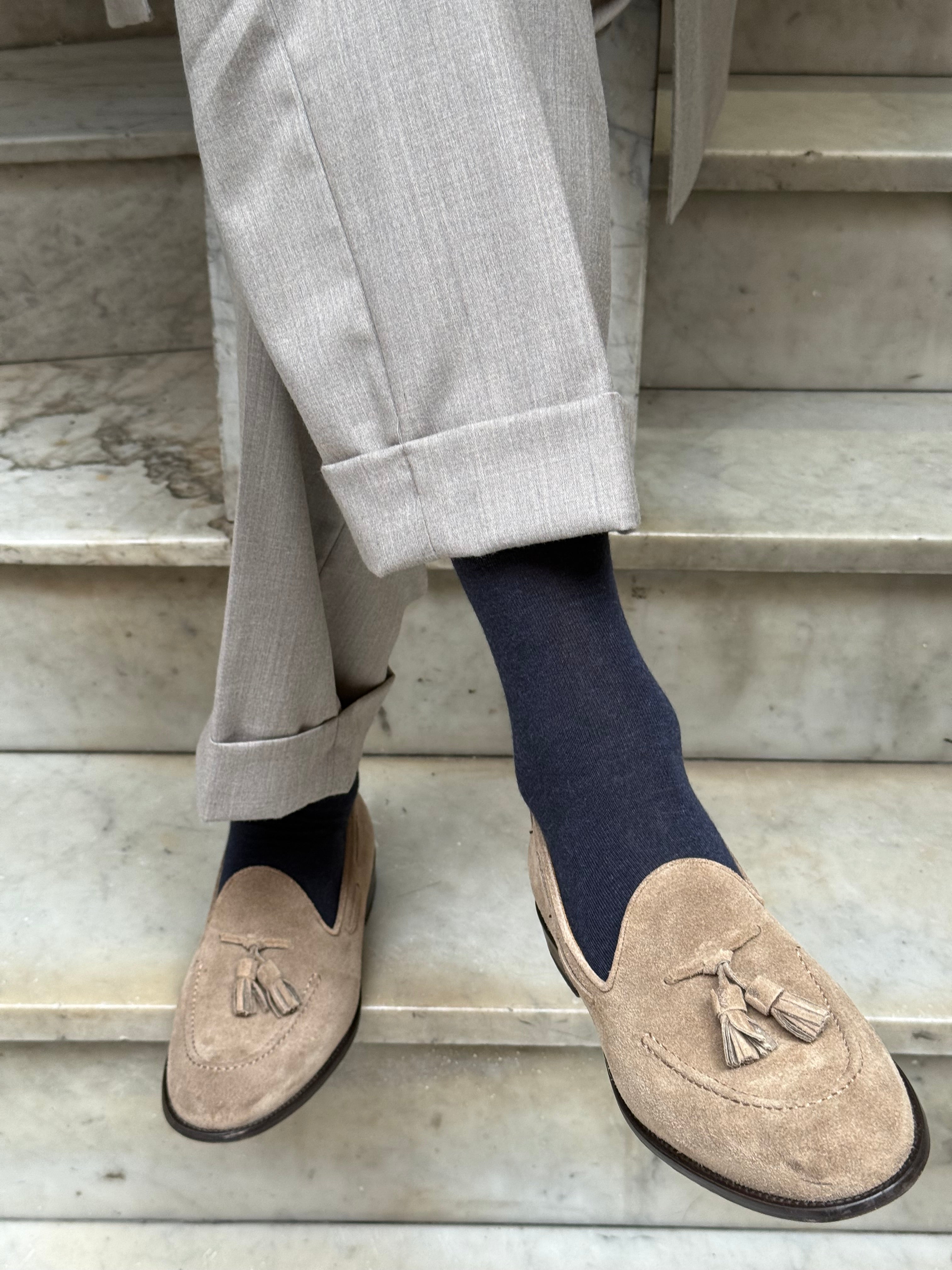 Calza in Cashmere e Cotone a Blu