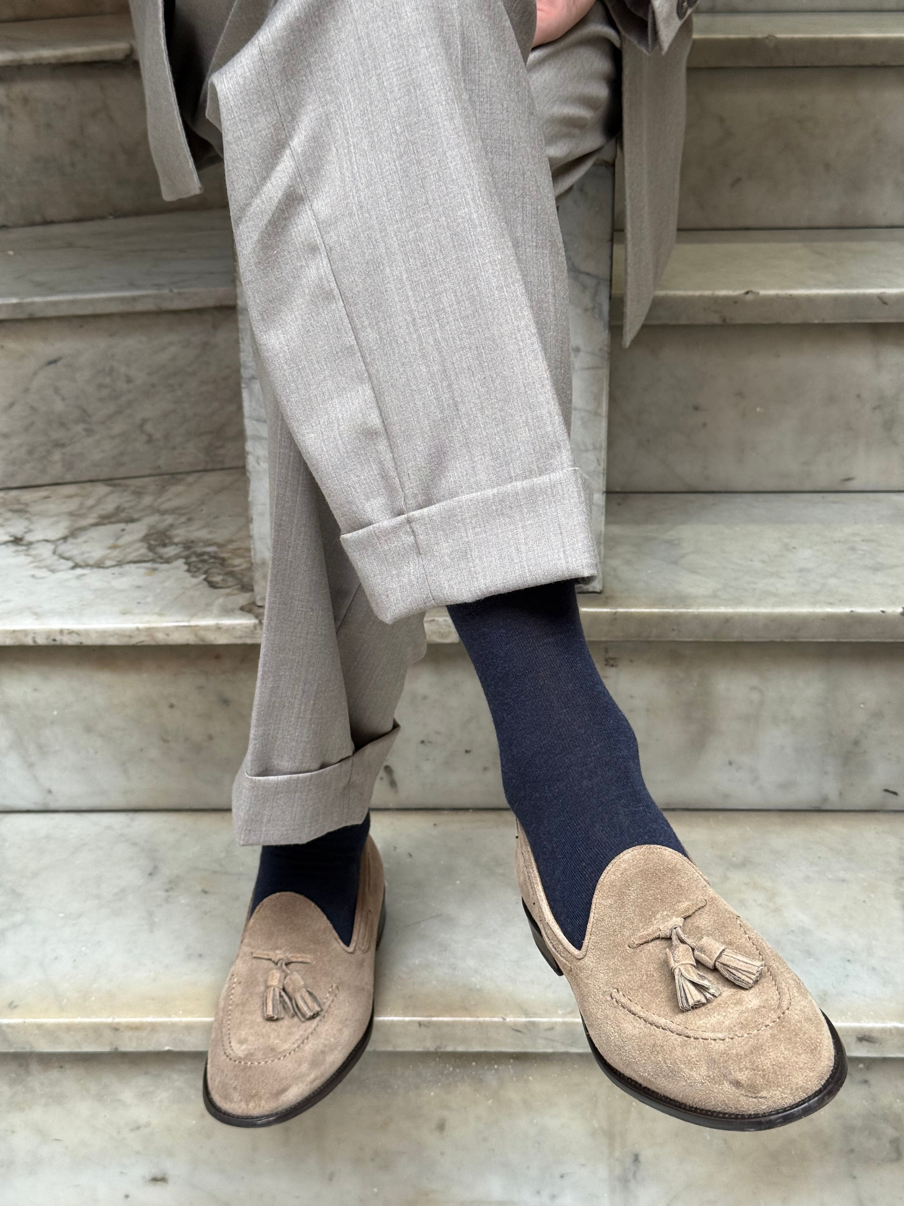 Calza in Cashmere e Cotone a Blu