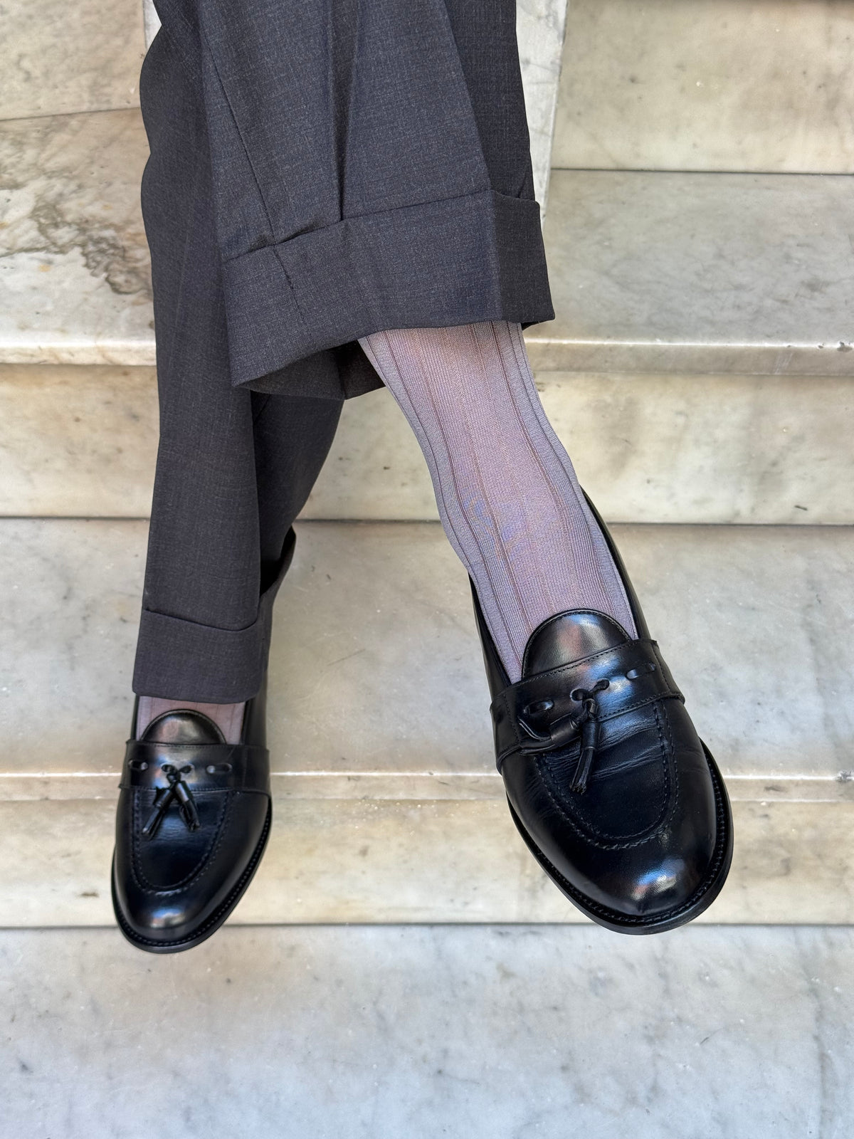 Calza in Filo di Scozia a Coste Grigio