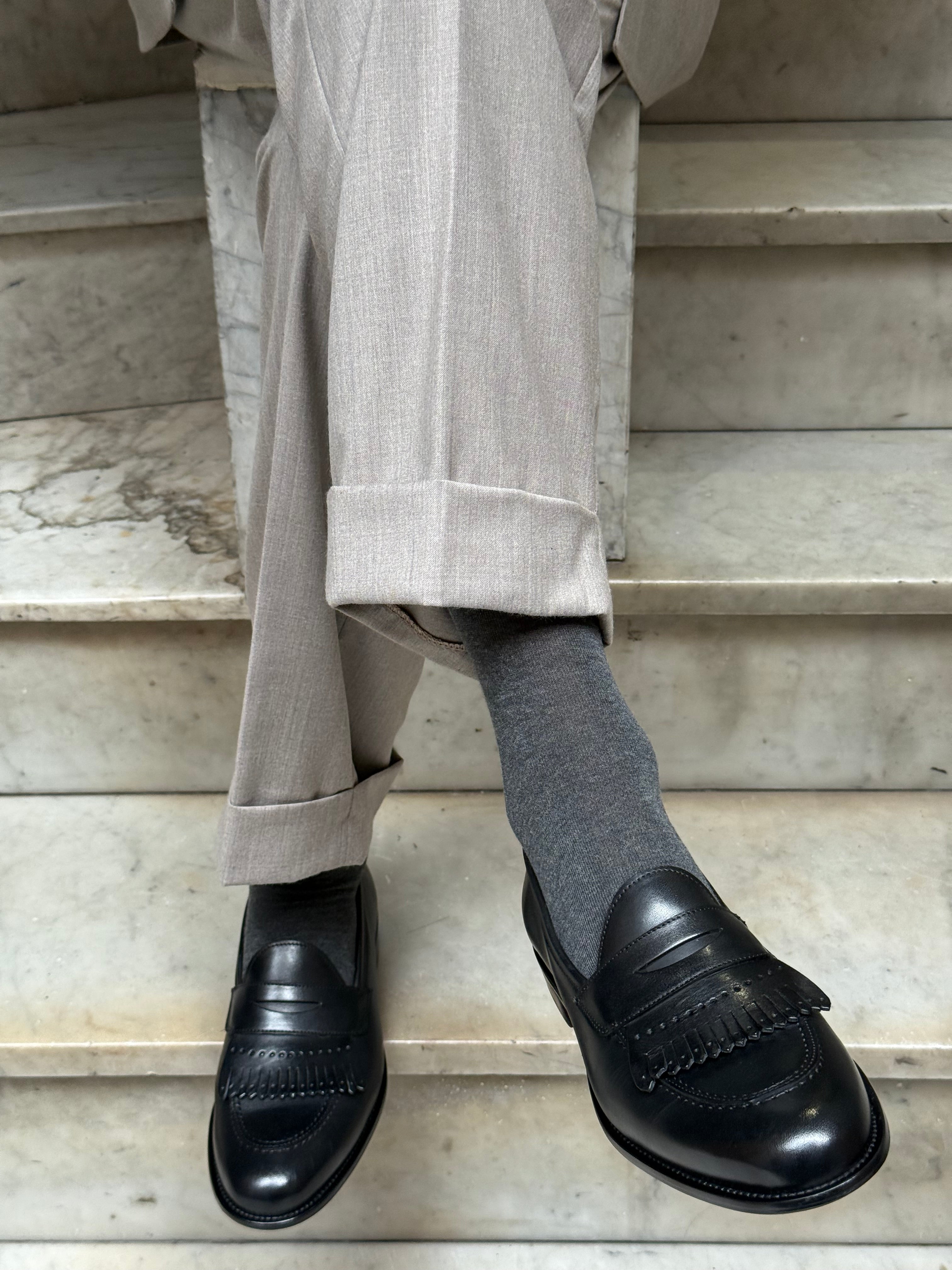 Calza in Cashmere e Cotone a Grigio