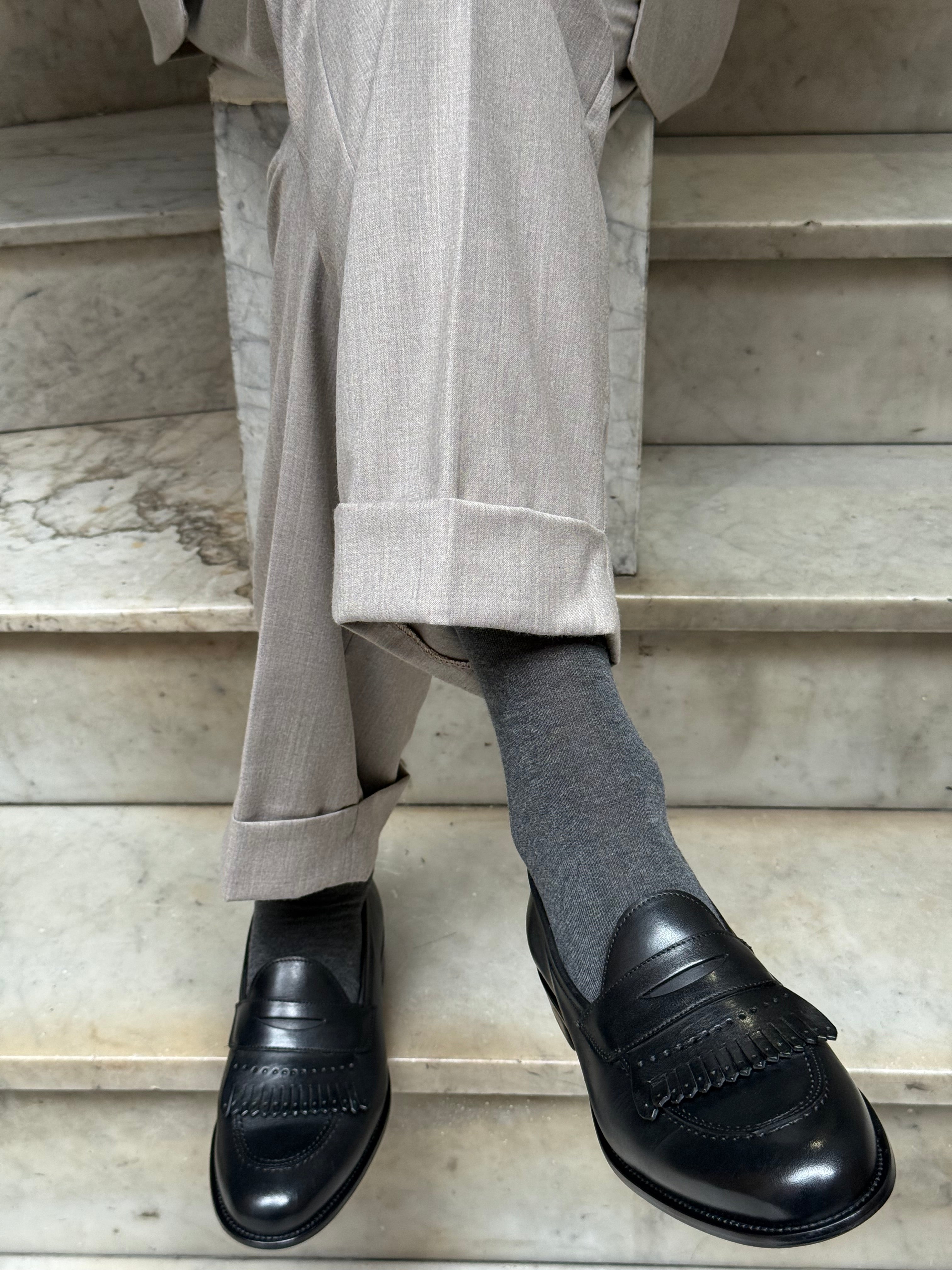 Calza in Cashmere e Cotone a Grigio