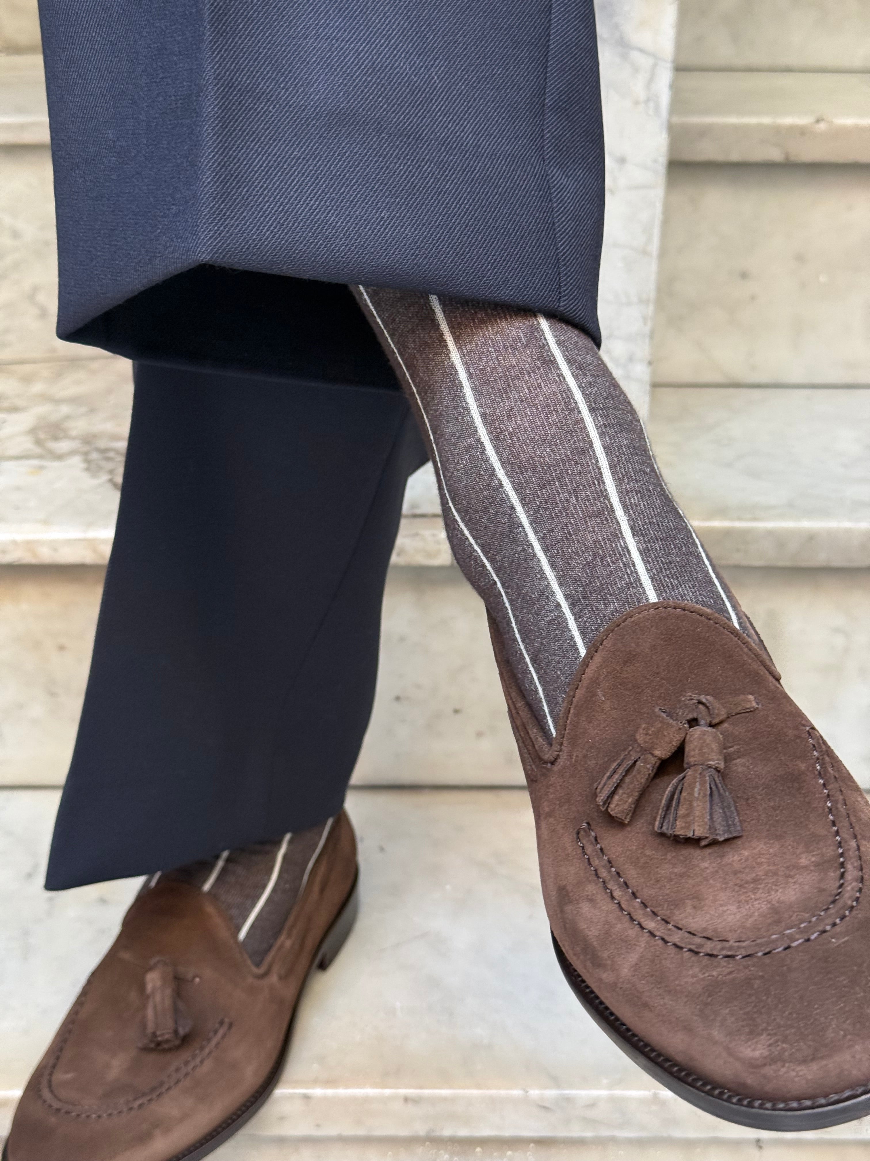 Two-tone Bordeaux and Blue Scottish Thread Sock