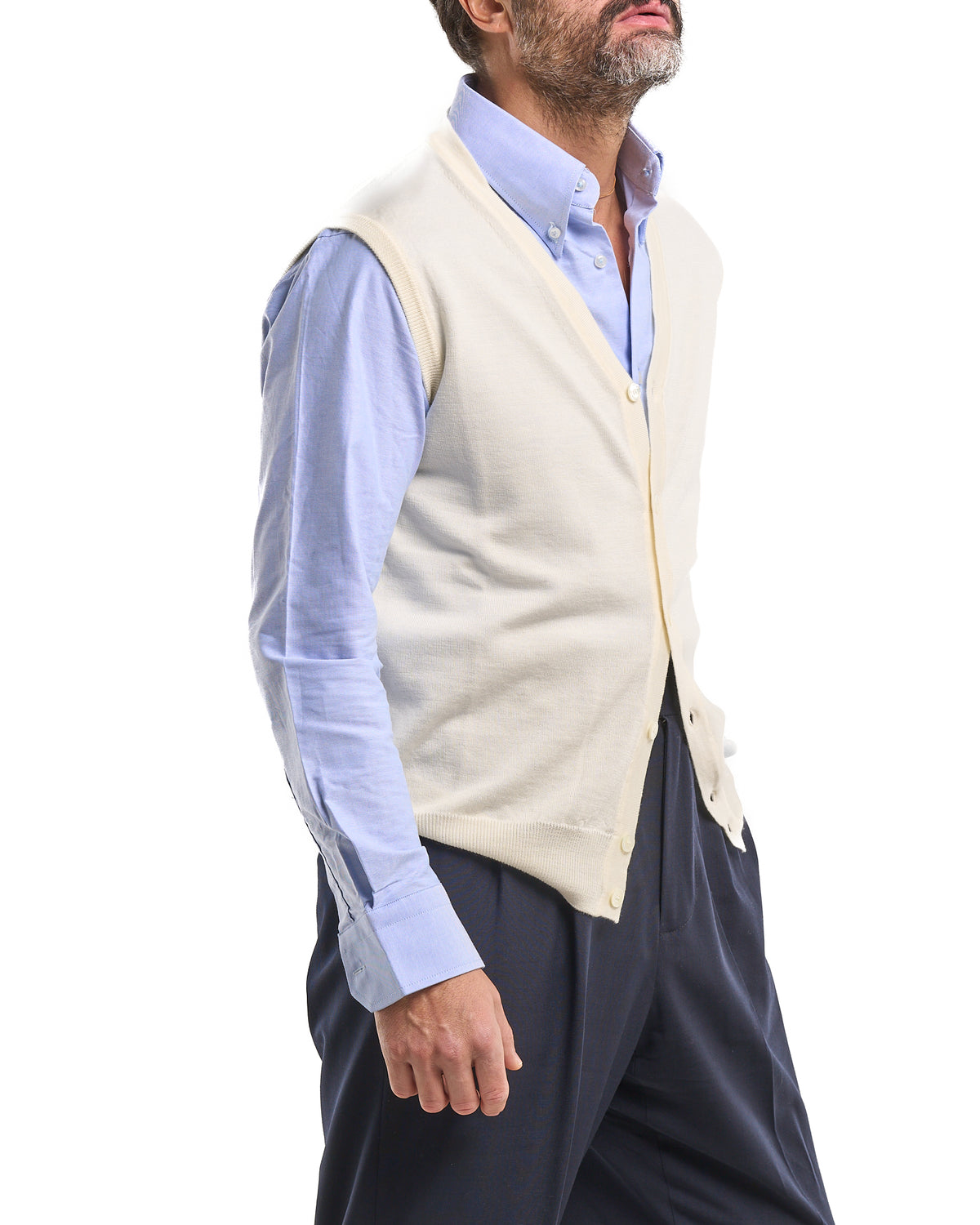 Chaleco de lana merina 100 % de color crema
