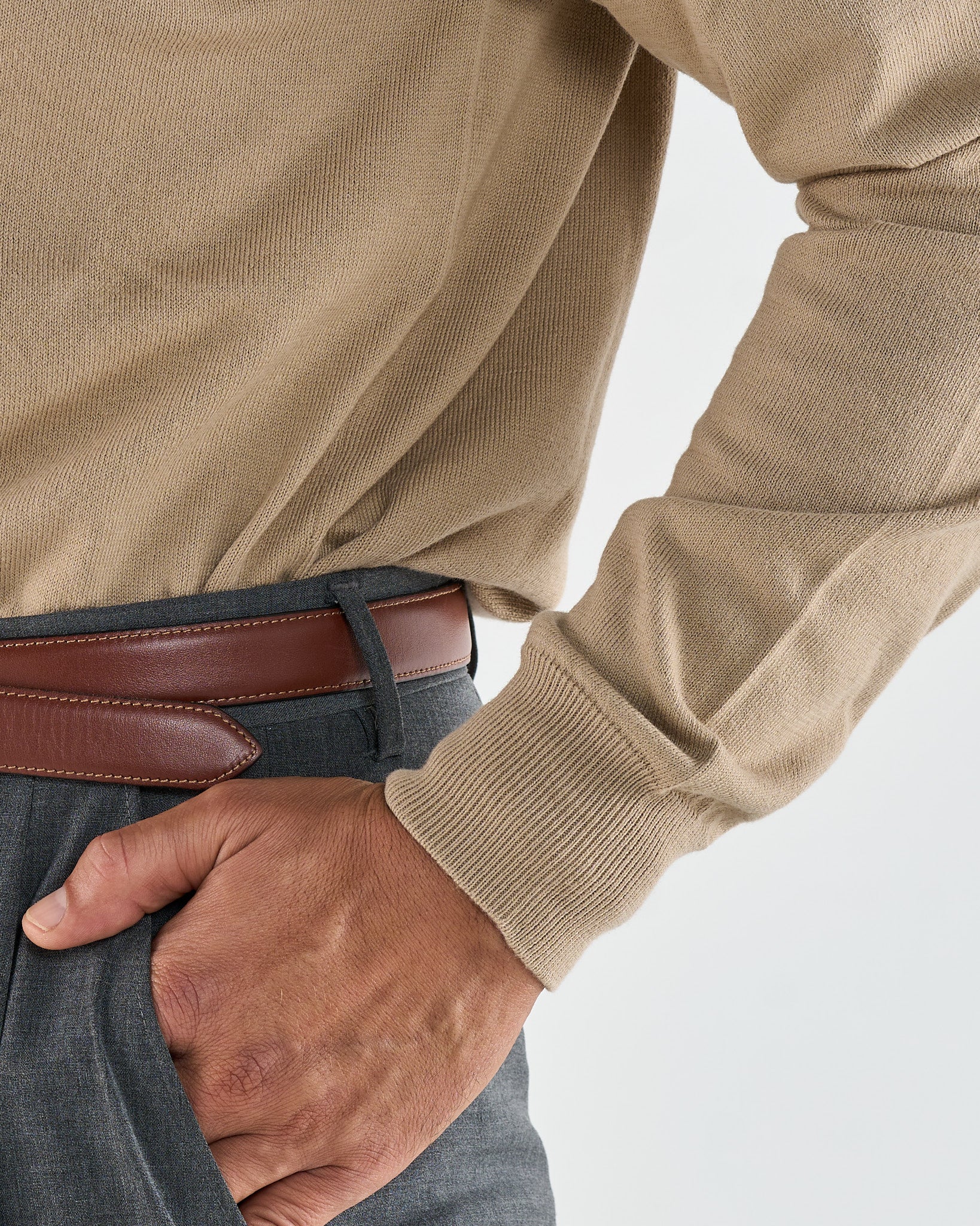 Polo Manica Lunga Tre Bottoni Beige