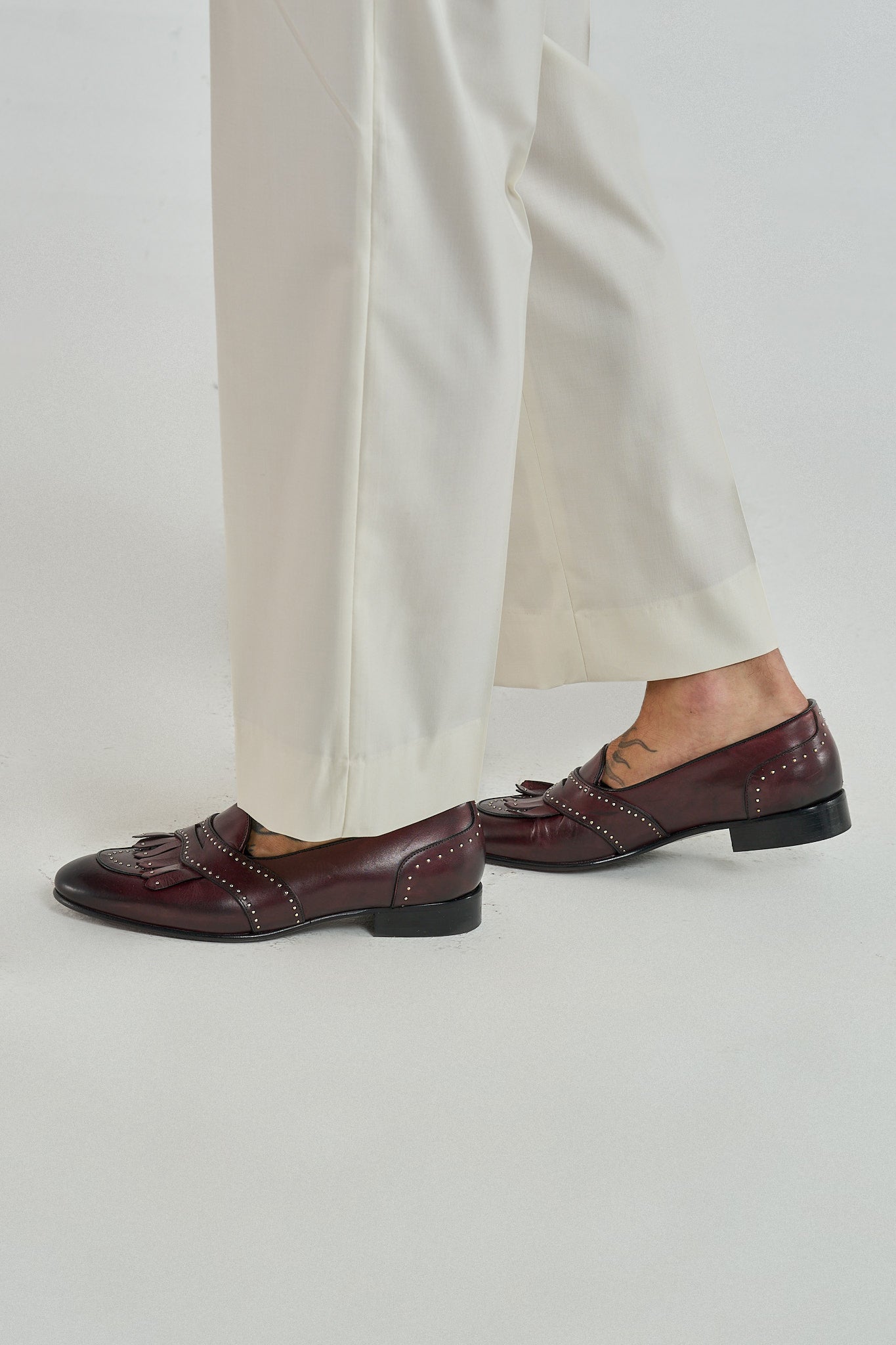 Pantalone Fondo Ampio Senza Piega Bianco Opaco Mykonos