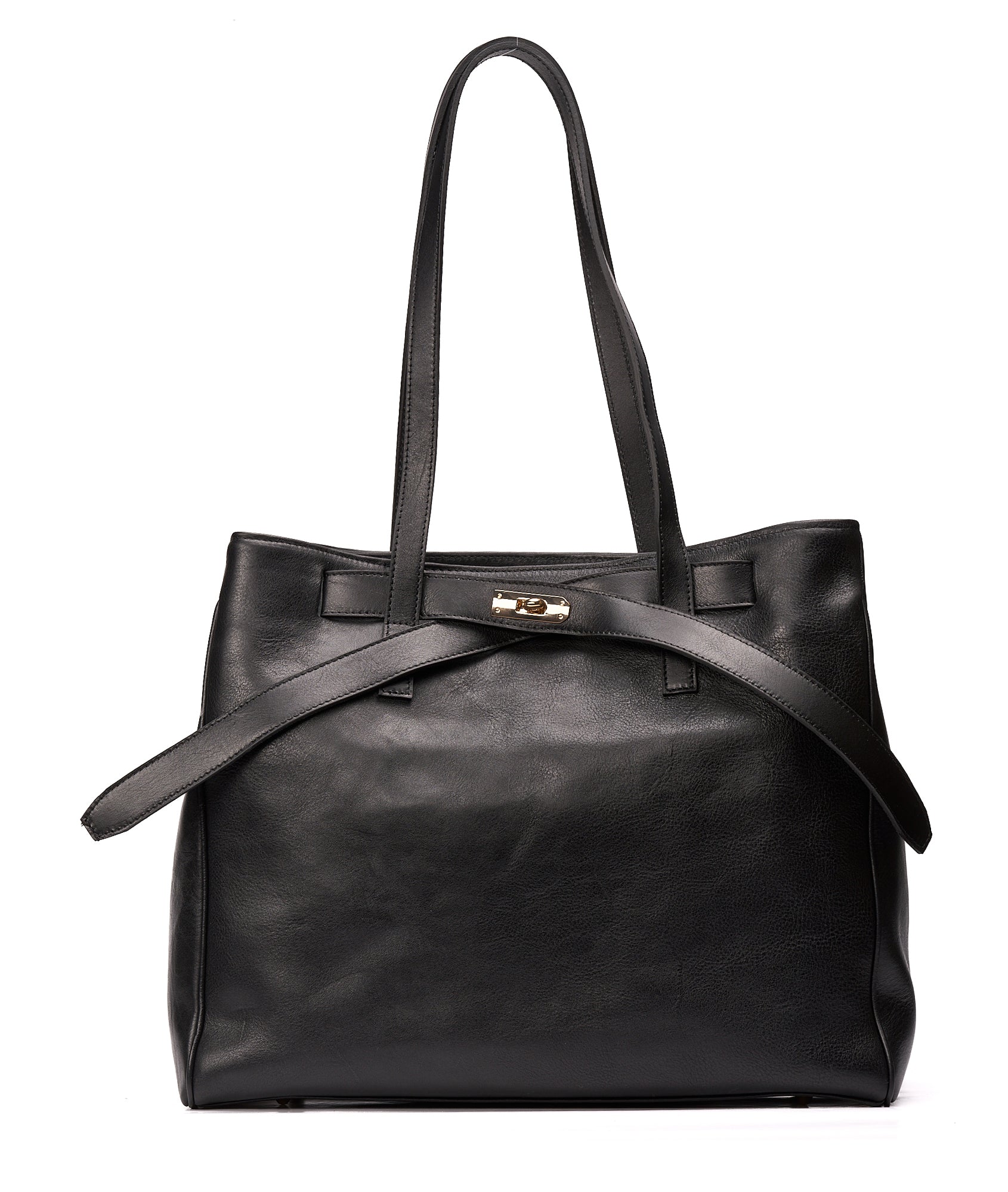 Bolso tote de piel marrón oscuro