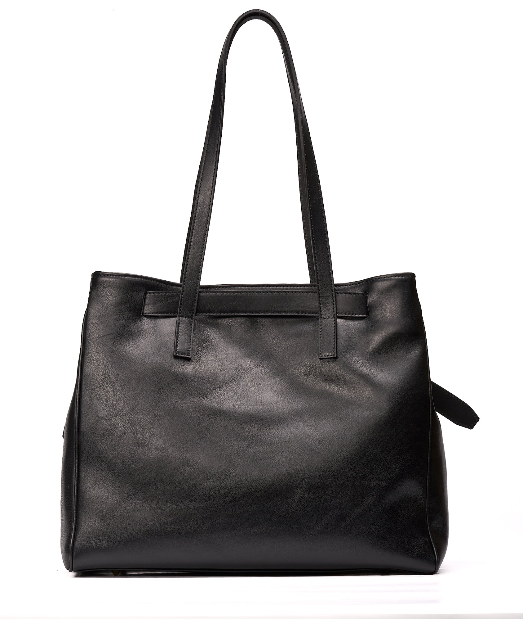 Bolso tote de piel marrón oscuro