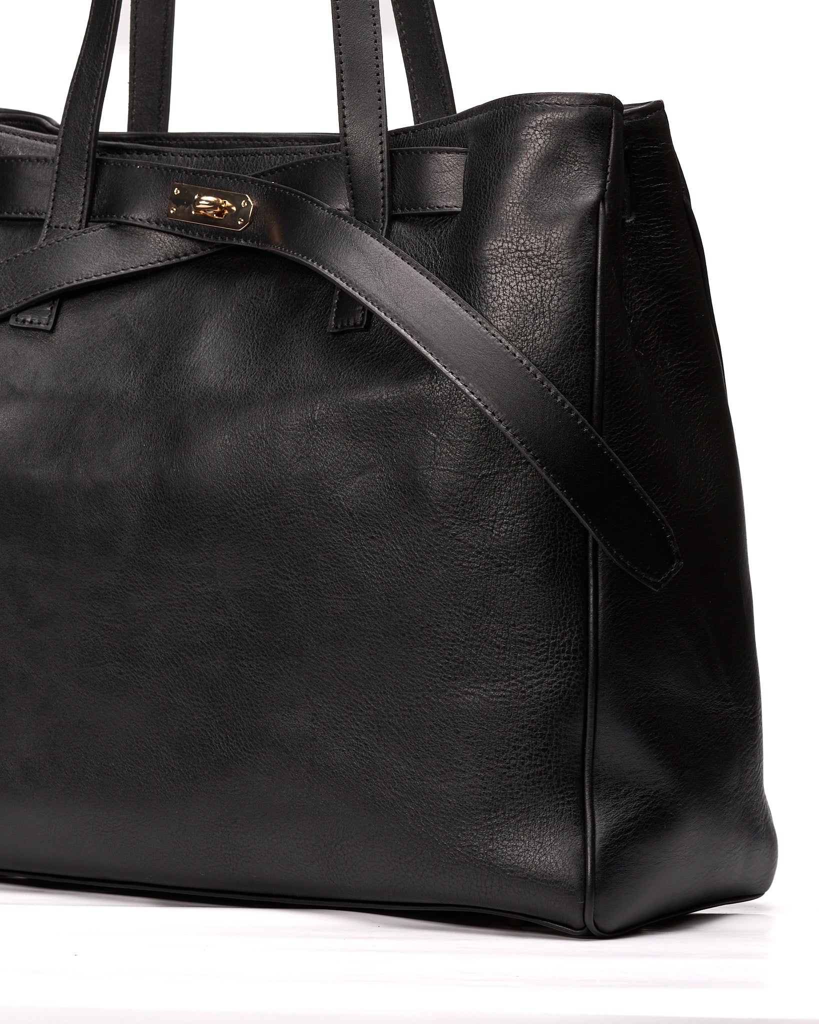 Bolso tote de piel marrón oscuro