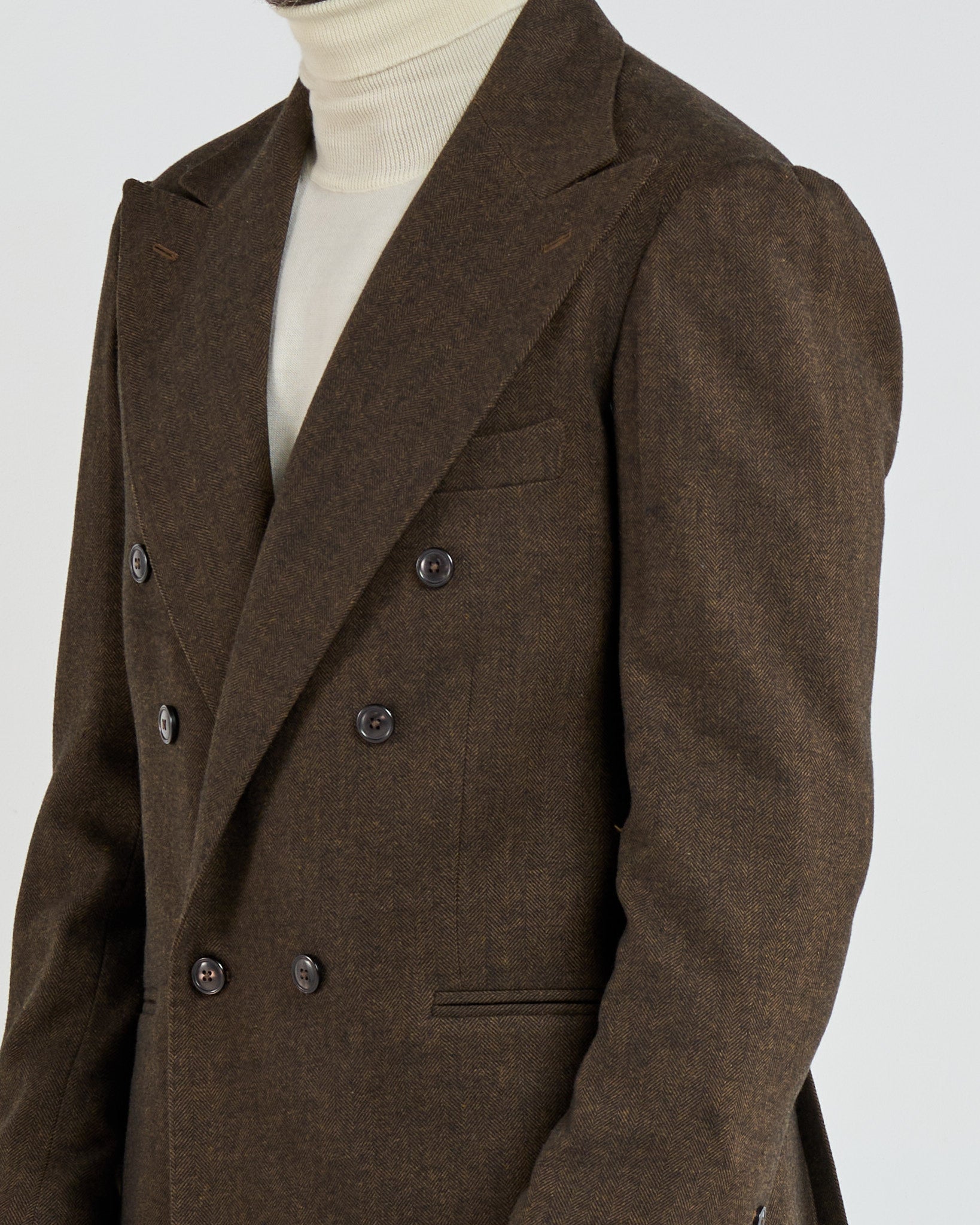 Giacca Jocket in Flanella Spigata Marrone Courmayeur