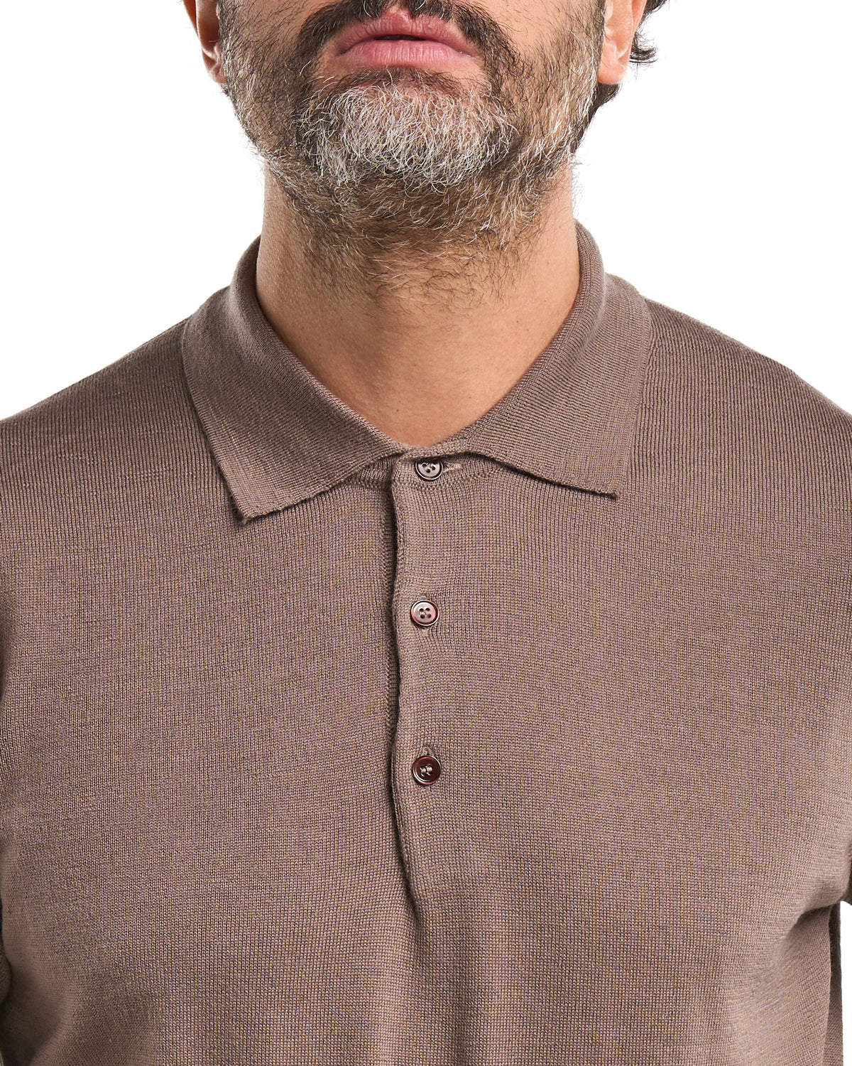 Polo shirt in 100% Merino wool beige