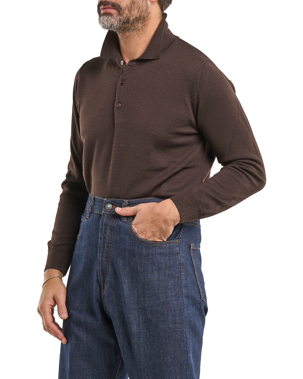 Polo shirt in 100% Moro Merino wool
