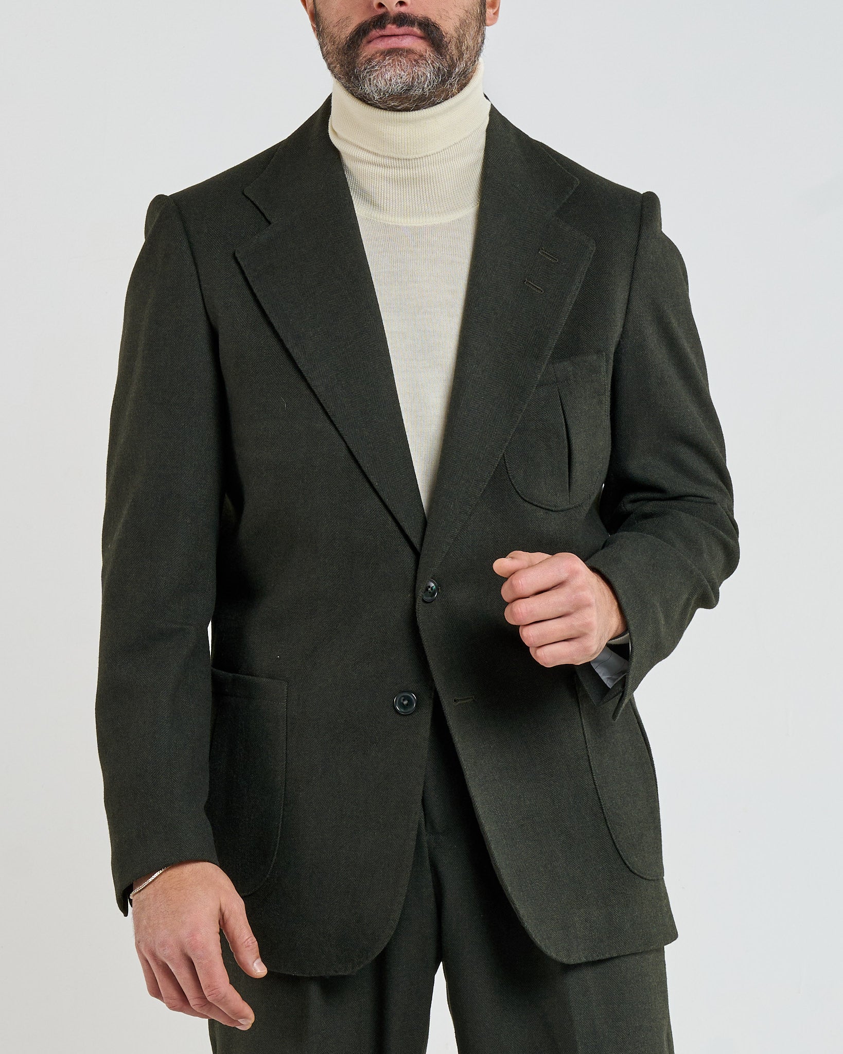 Giacca da Caccia Monopetto Spigato Verde Aspen