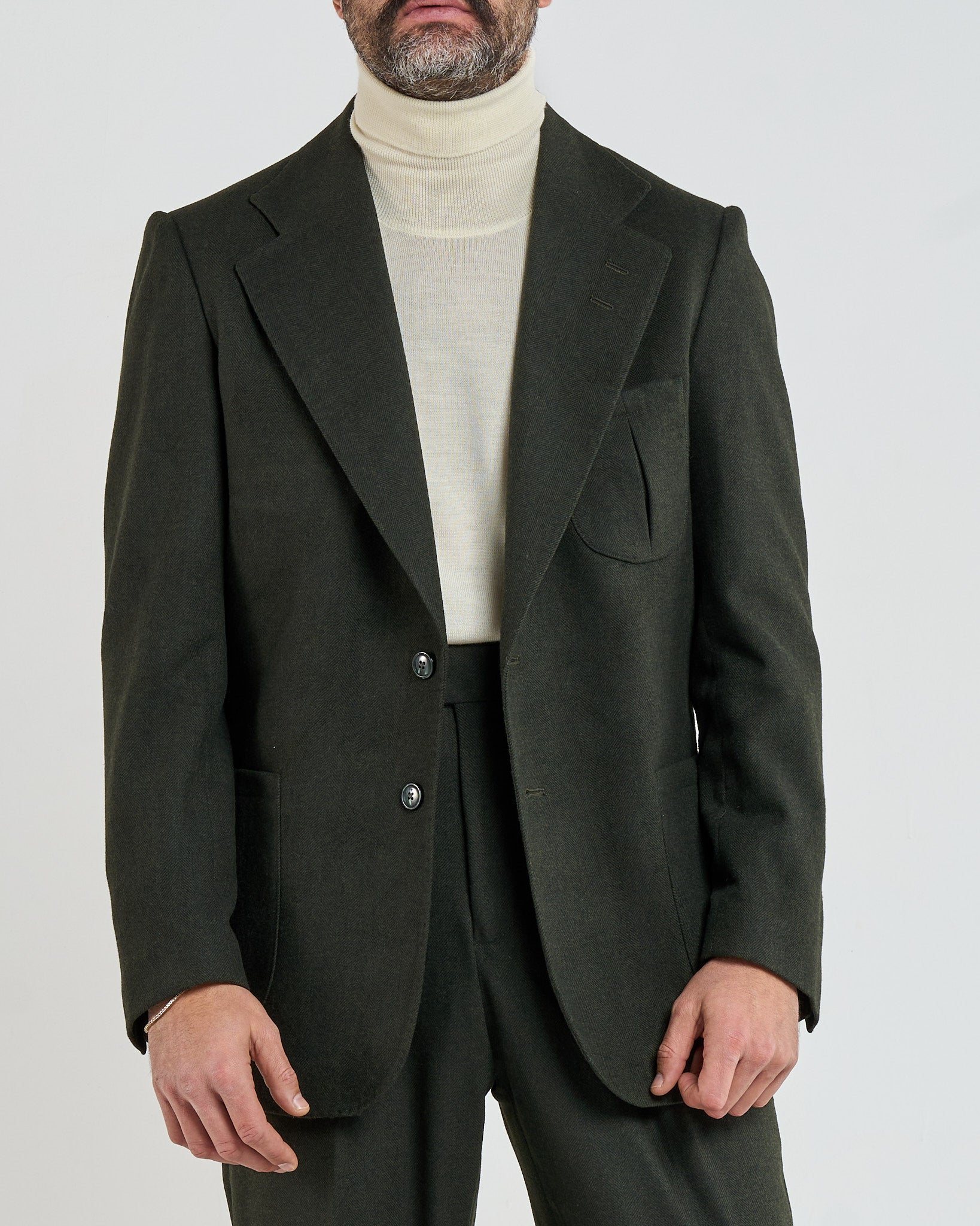 Giacca da Caccia Monopetto Spigato Verde Aspen