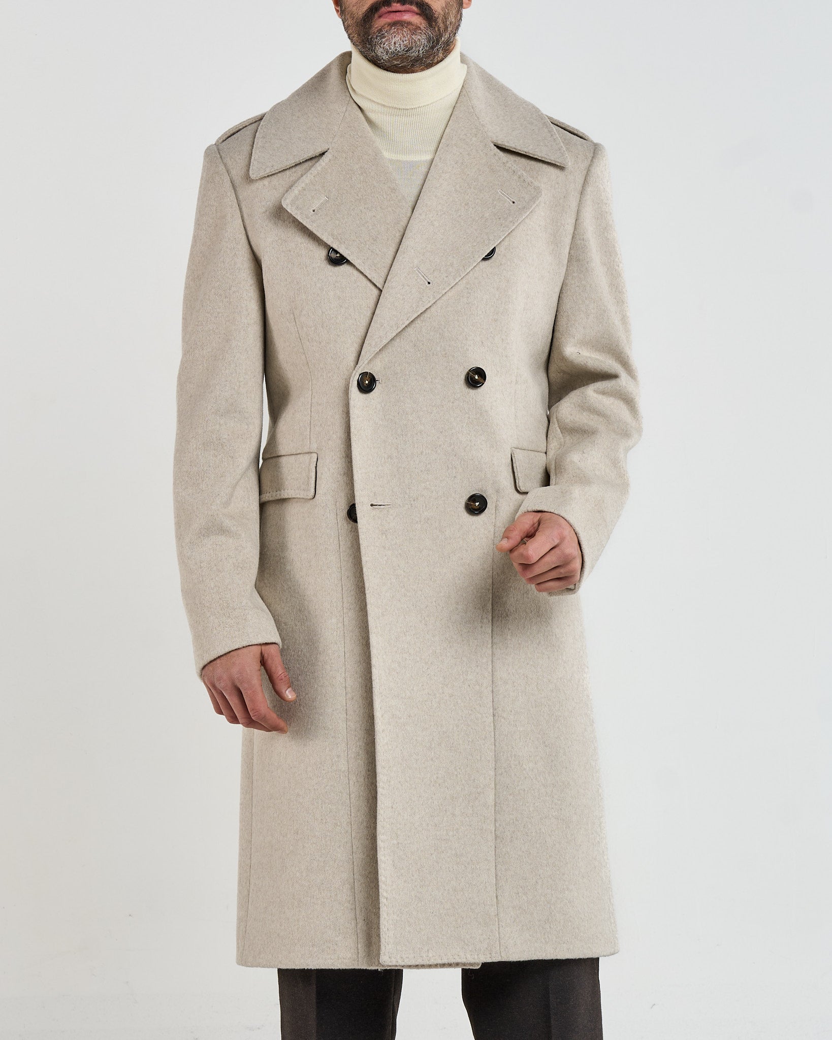 Cappotto Military Doppiopetto con Rever a Lancia Pietra